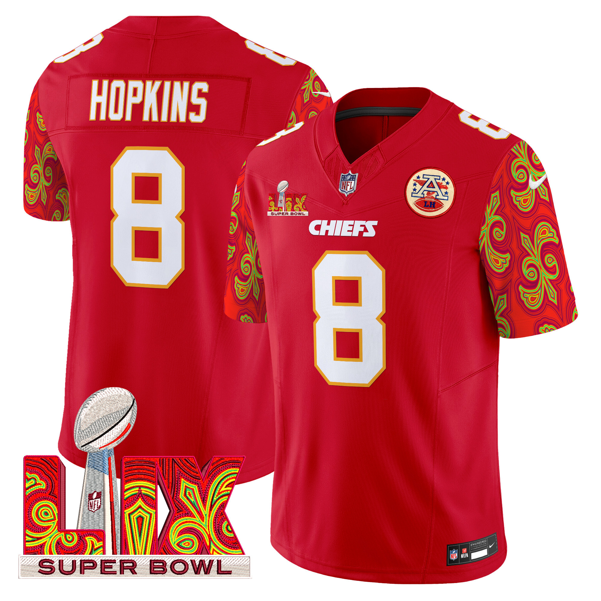 DeAndre Hopkins Men's Kansas City Chiefs Super Bowl LIX Style Vapor Limited Red Jersey - All Stitched