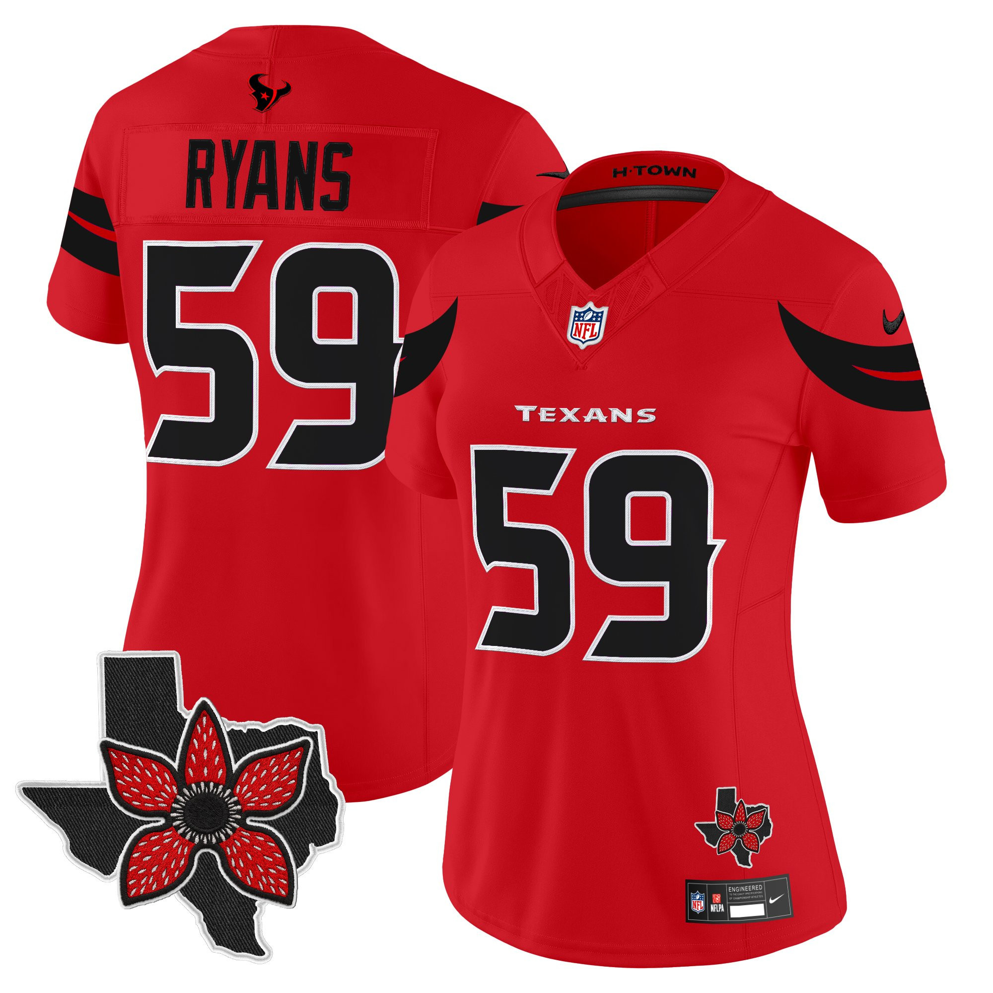 DeMeco Ryans Women's Houston Texans Stranger Things Edition Vapor Limited Red Jersey - All Stitched