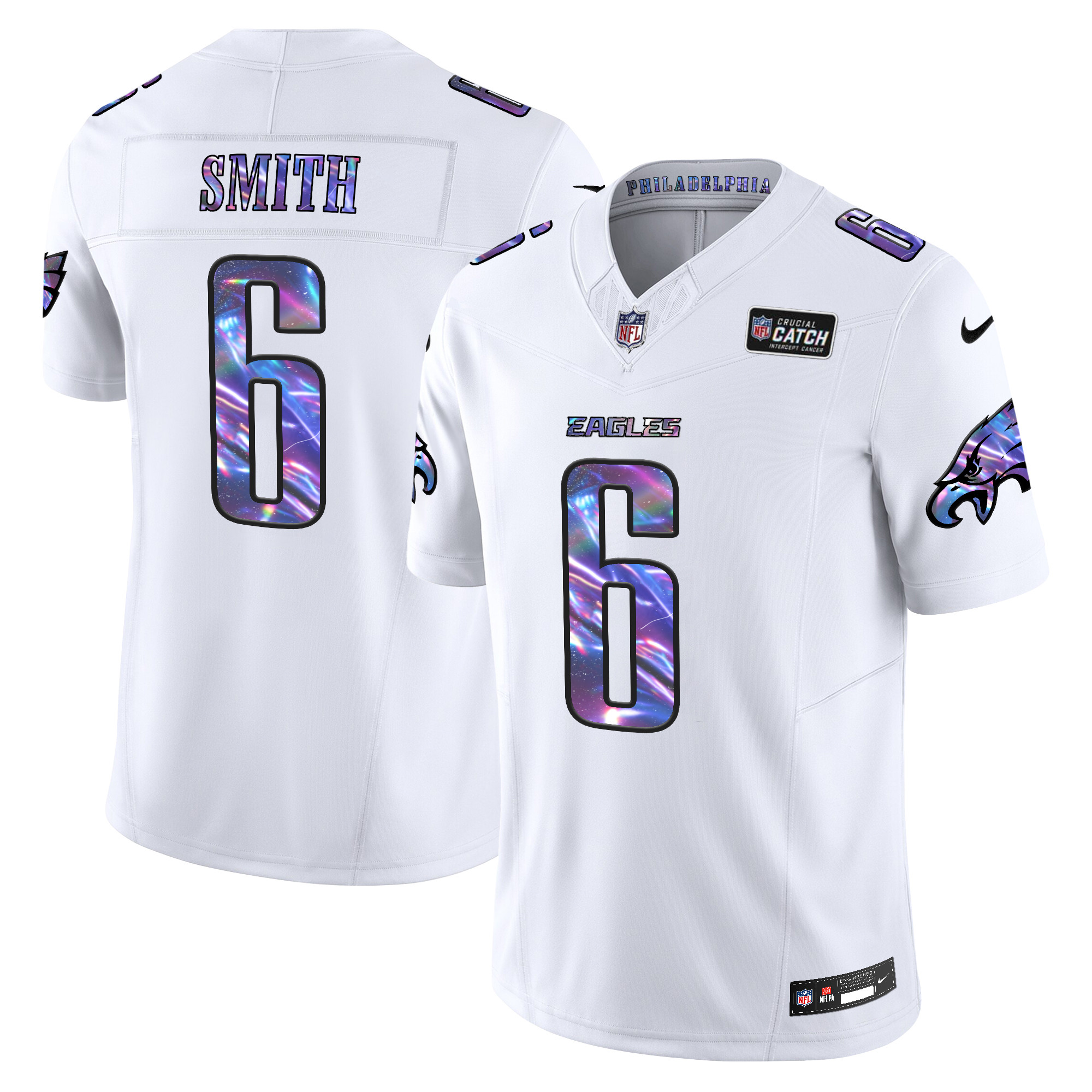 DeVonta Smith Men's Philadelphia Eagles 2024 Crucial Catch Vapor Limited White Jersey V2 - All Stitched