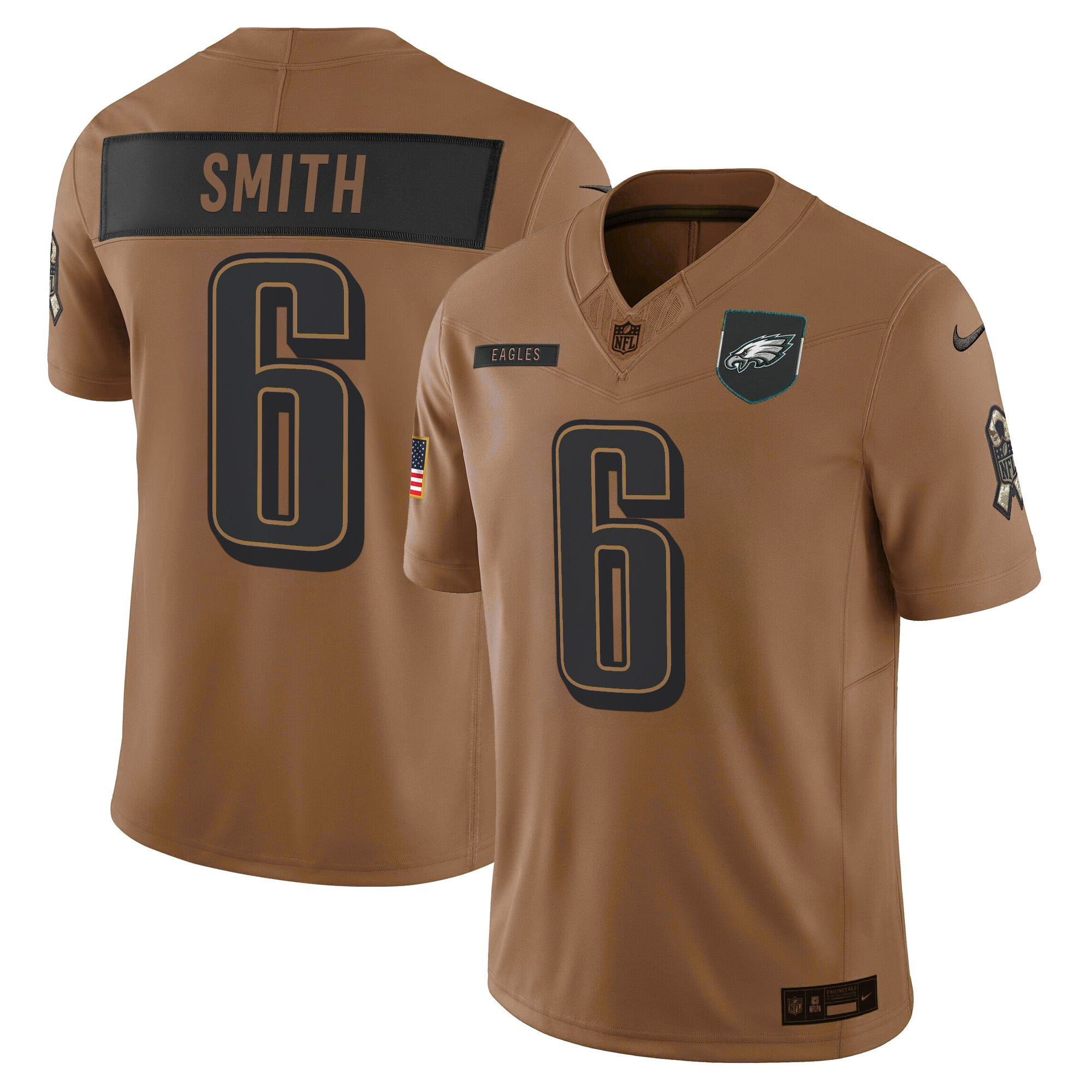 DeVonta Smith Men's Philadelphia Eagles 2025 Salute to Service Limited Brown Jersey - All Stitched