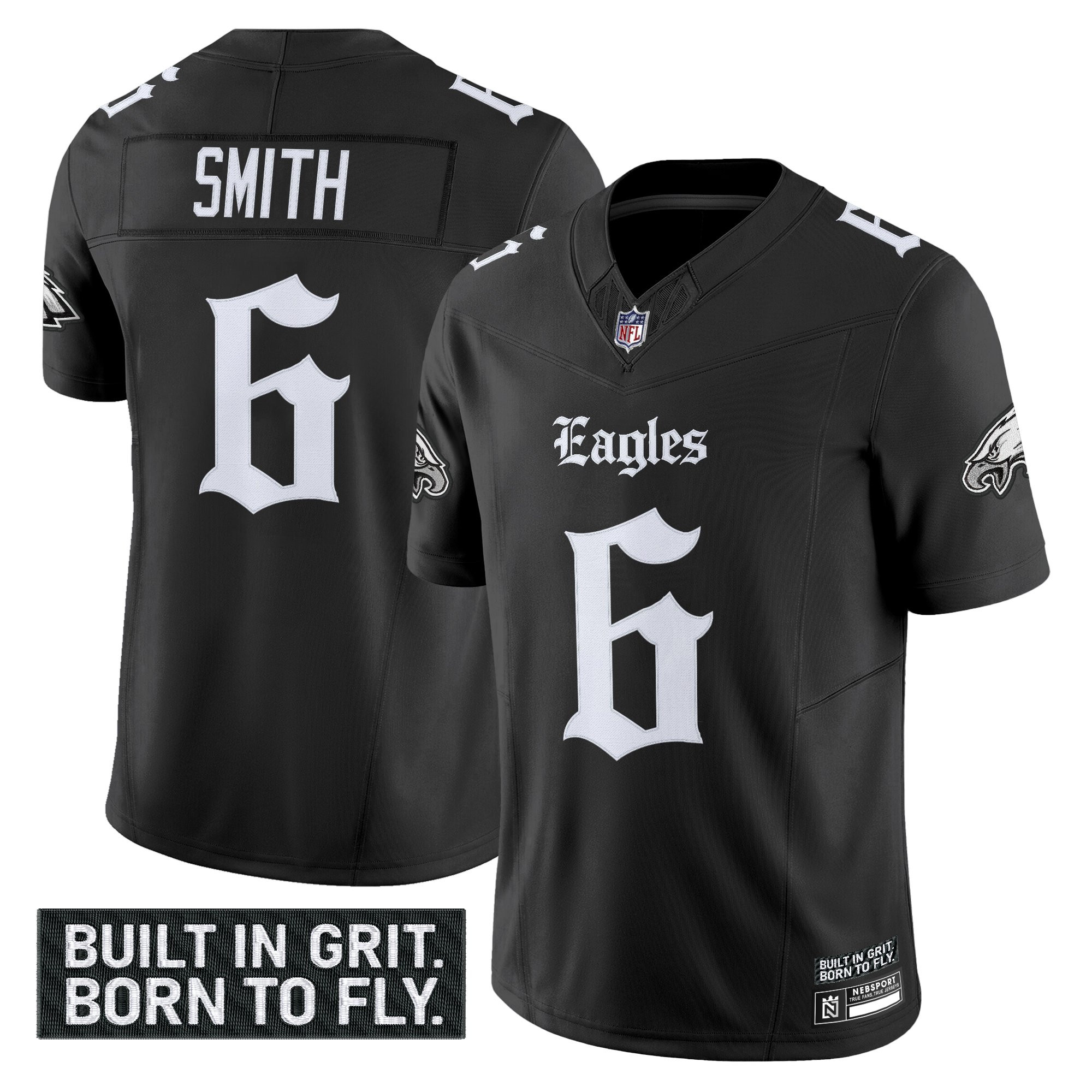 DeVonta Smith Men's Philadelphia Eagles Gothic Philly Edition Vapor Limited Black Jersey V2 - All Stitched