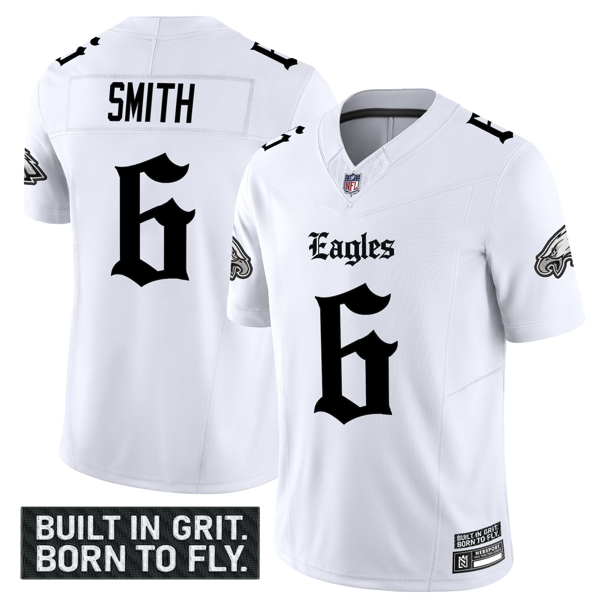 DeVonta Smith Men's Philadelphia Eagles Gothic Philly Edition Vapor Limited White Jersey V2 - All Stitched