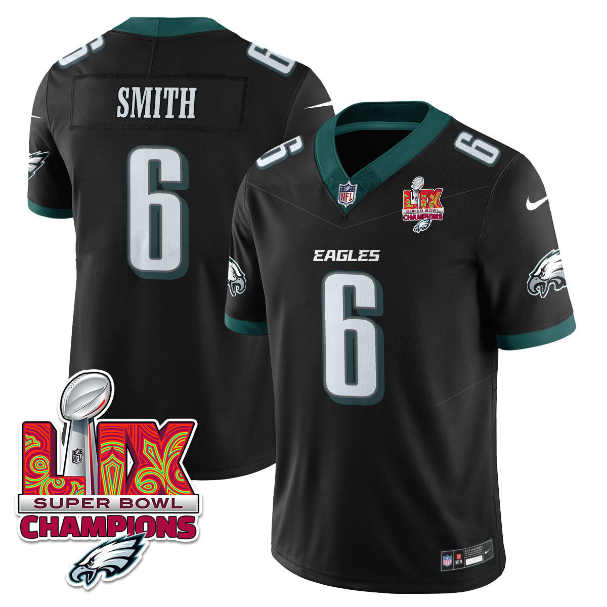DeVonta Smith Men's Philadelphia Eagles Super Bowl LIX Champions Vapor Limited Black Jersey - All Stitched