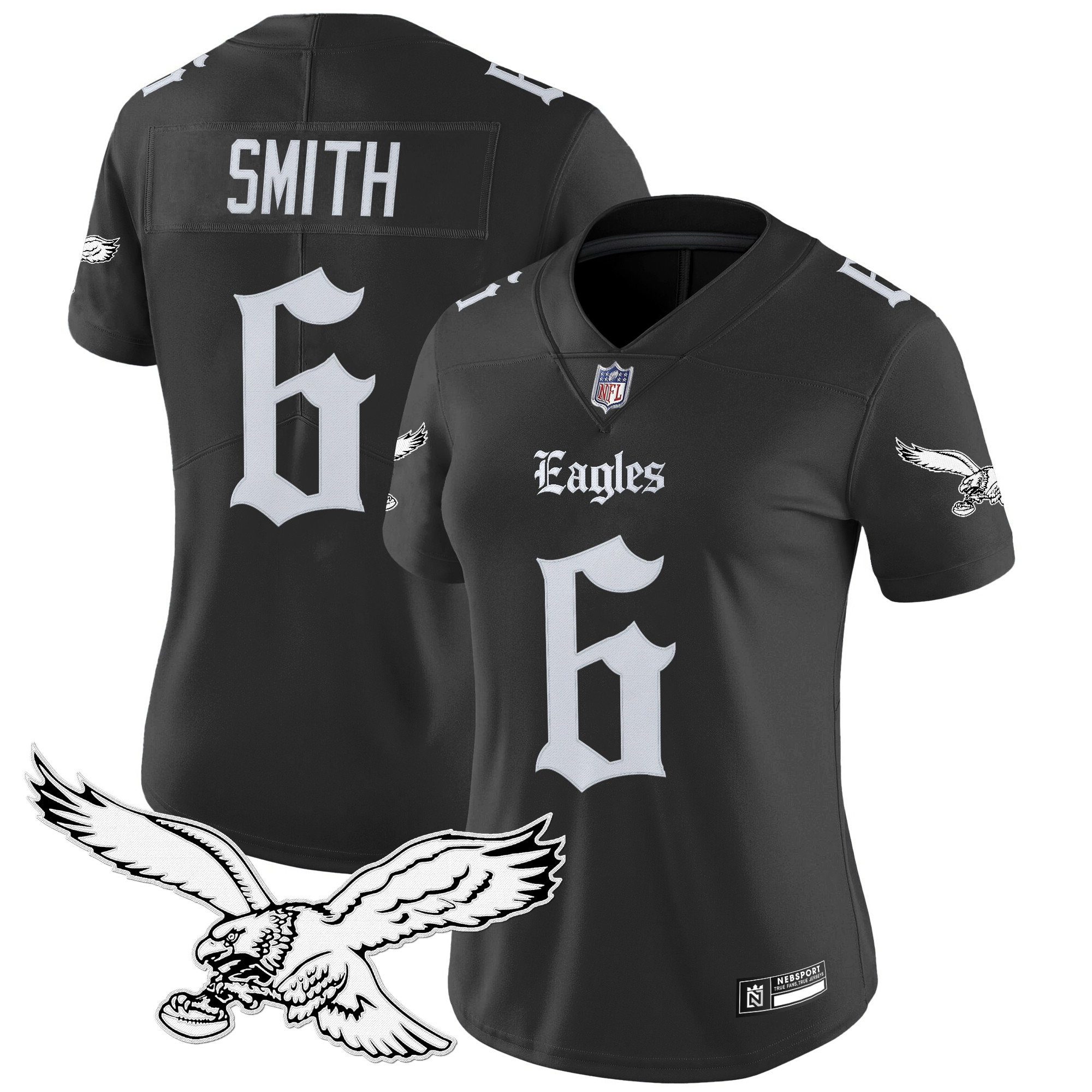 DeVonta Smith Women's Philadelphia Eagles Gothic Philly Edition Vapor Limited Black Jersey - All Stitched
