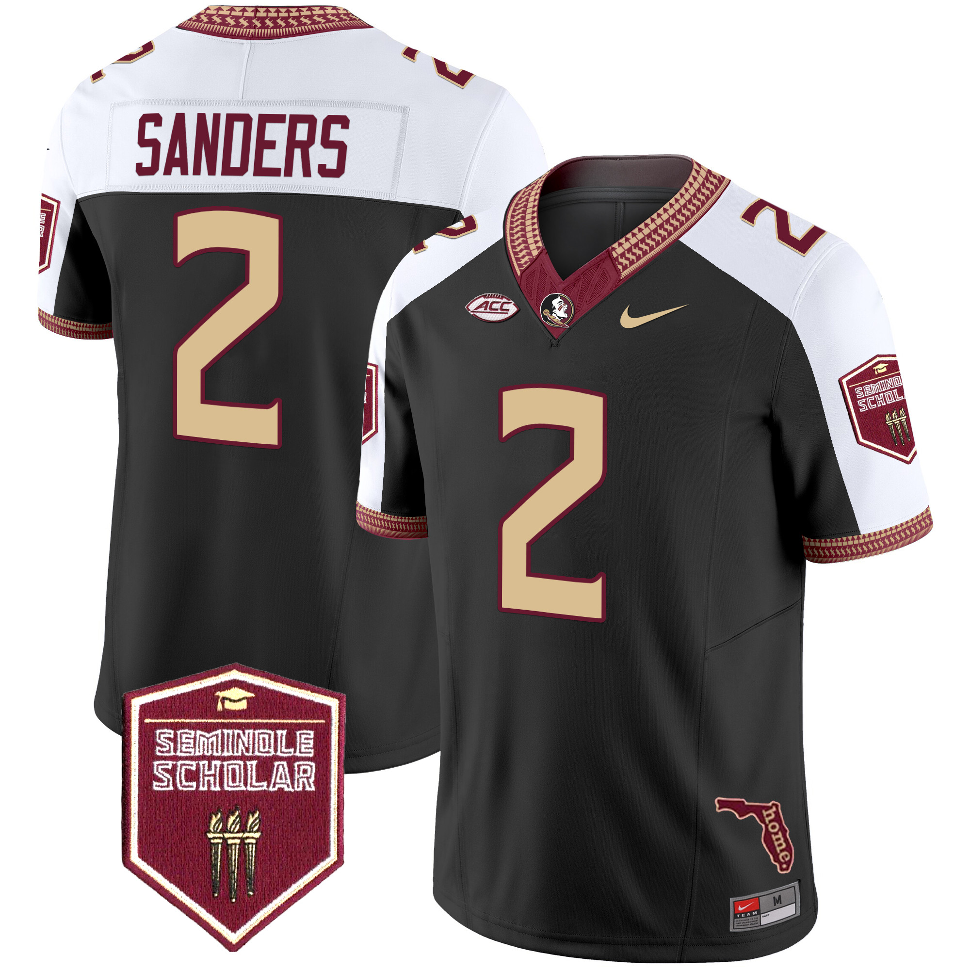 Deion Sanders Men's Florida State Seminoles 2025 Seminole Scholar Patch Vapor Limited Black Alternate Jersey - All Stitched