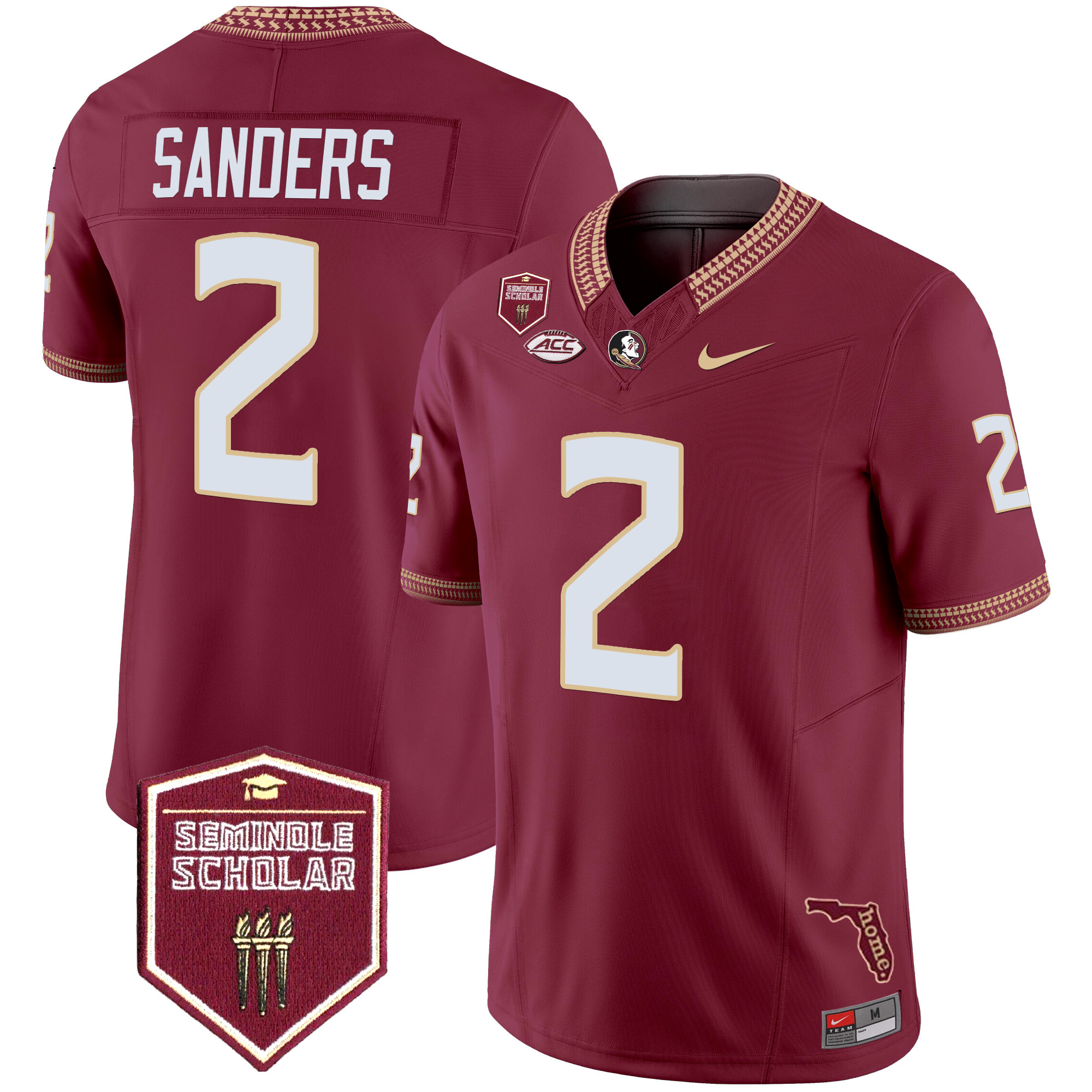 Deion Sanders Men's Florida State Seminoles 2025 Seminole Scholar Patch Vapor Limited Garnet Jersey - All Stitched