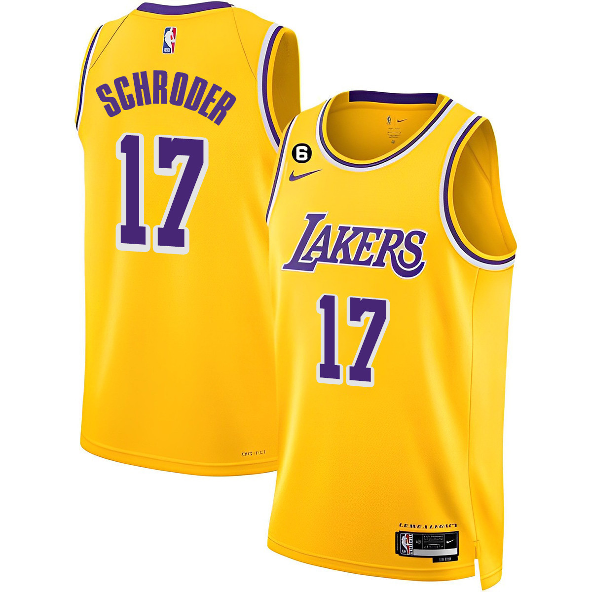Dennis Schroder Men's Los Angeles Lakers 2023 Gold Jersey Collection - All Stitched
