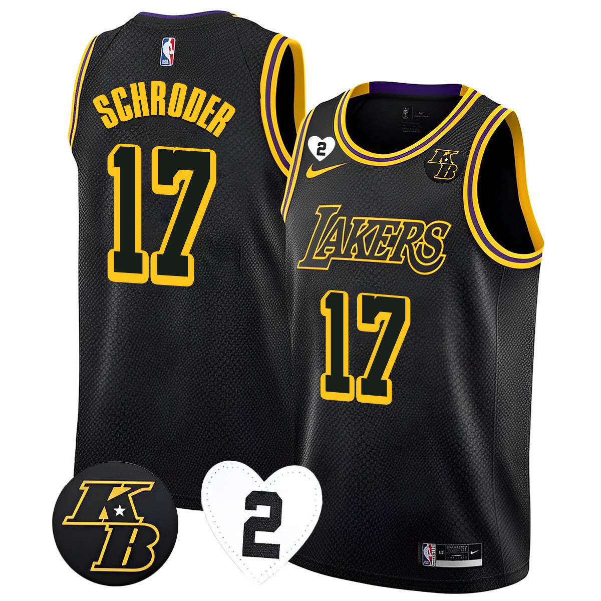 Dennis Schroder Men's Los Angeles Lakers 2023 Kobe & GiGi Jersey Collection - All Stitched