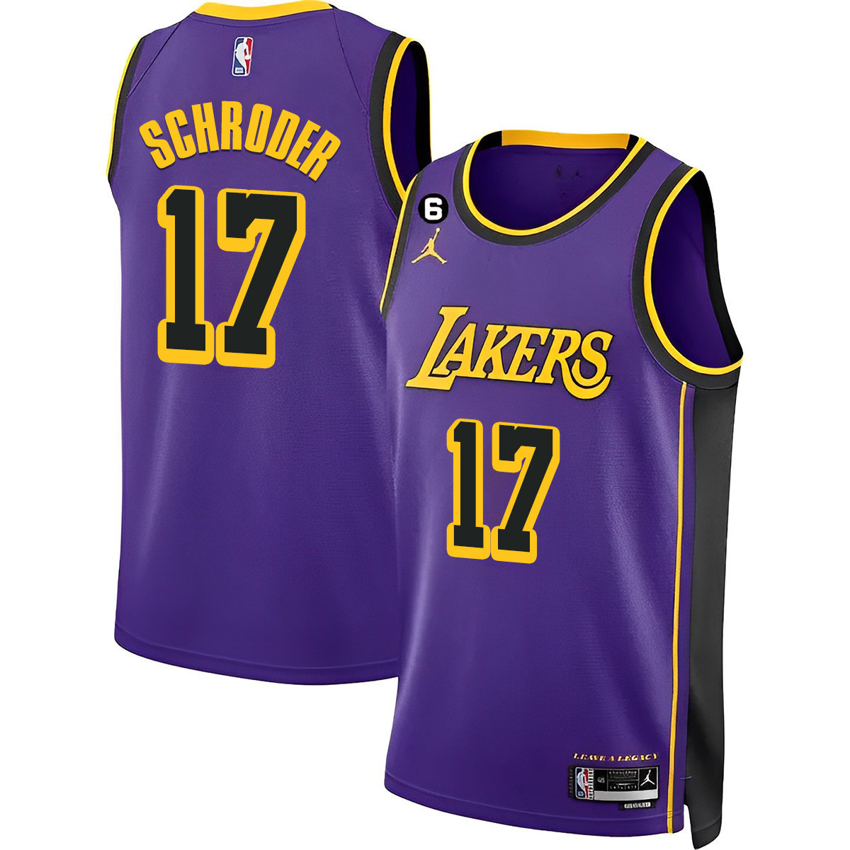 Dennis Schroder Men's Los Angeles Lakers 2023 Purple Jersey Collection - All Stitched