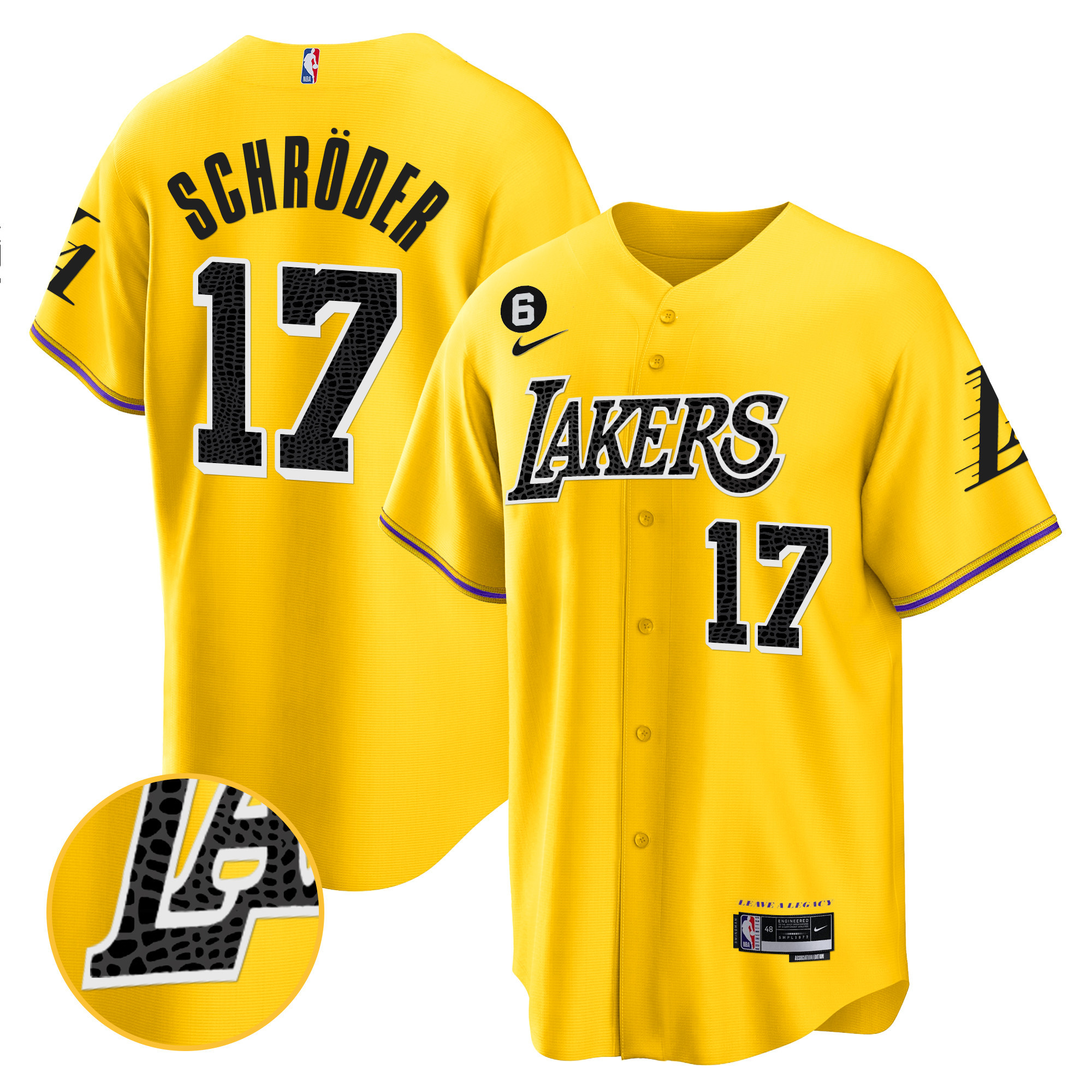 Dennis Schroder Men's Los Angeles Lakers Cool Base Mamba Gold Jersey - All Stitched
