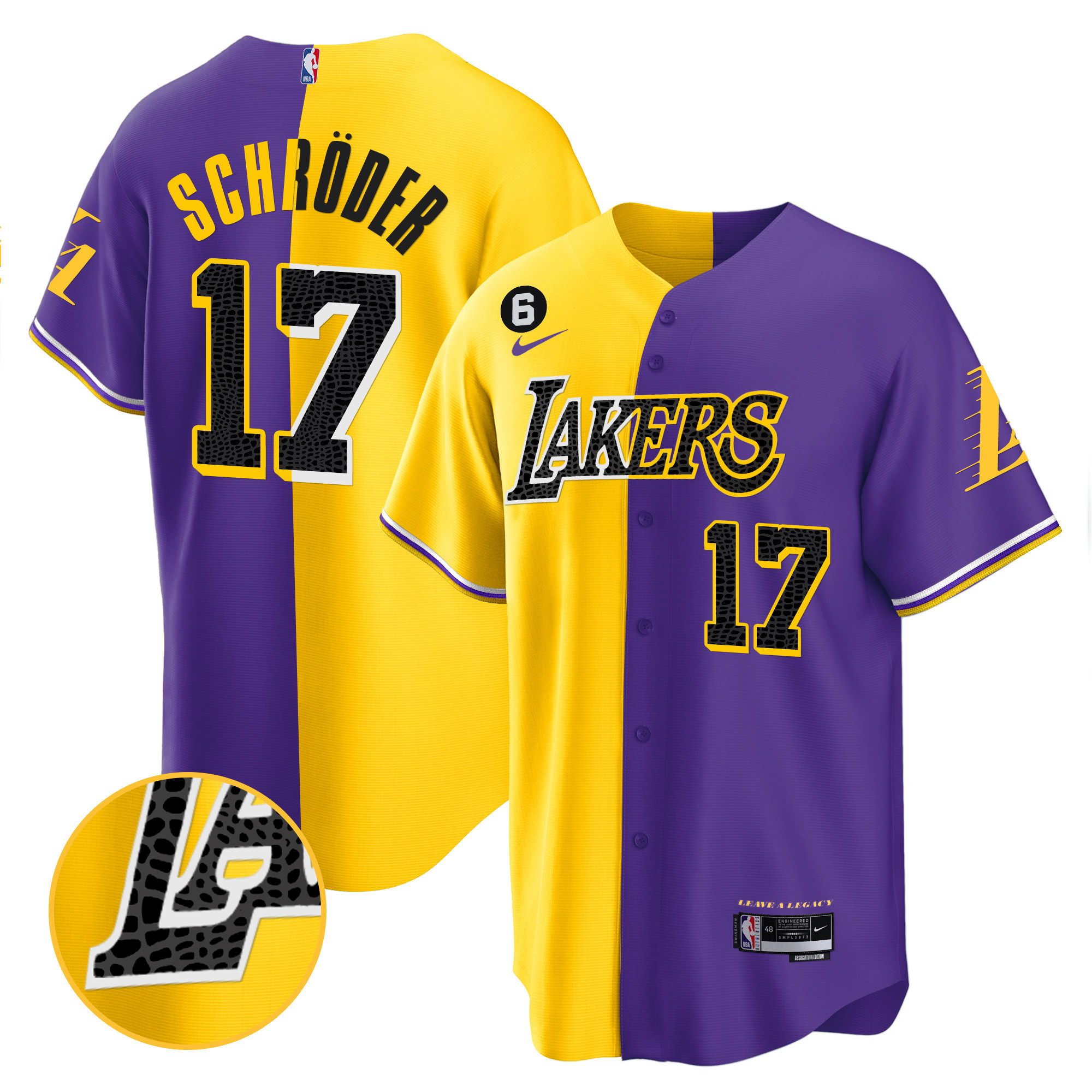 Dennis Schroder Men's Los Angeles Lakers Cool Base Mamba Split Jersey - All Stitched