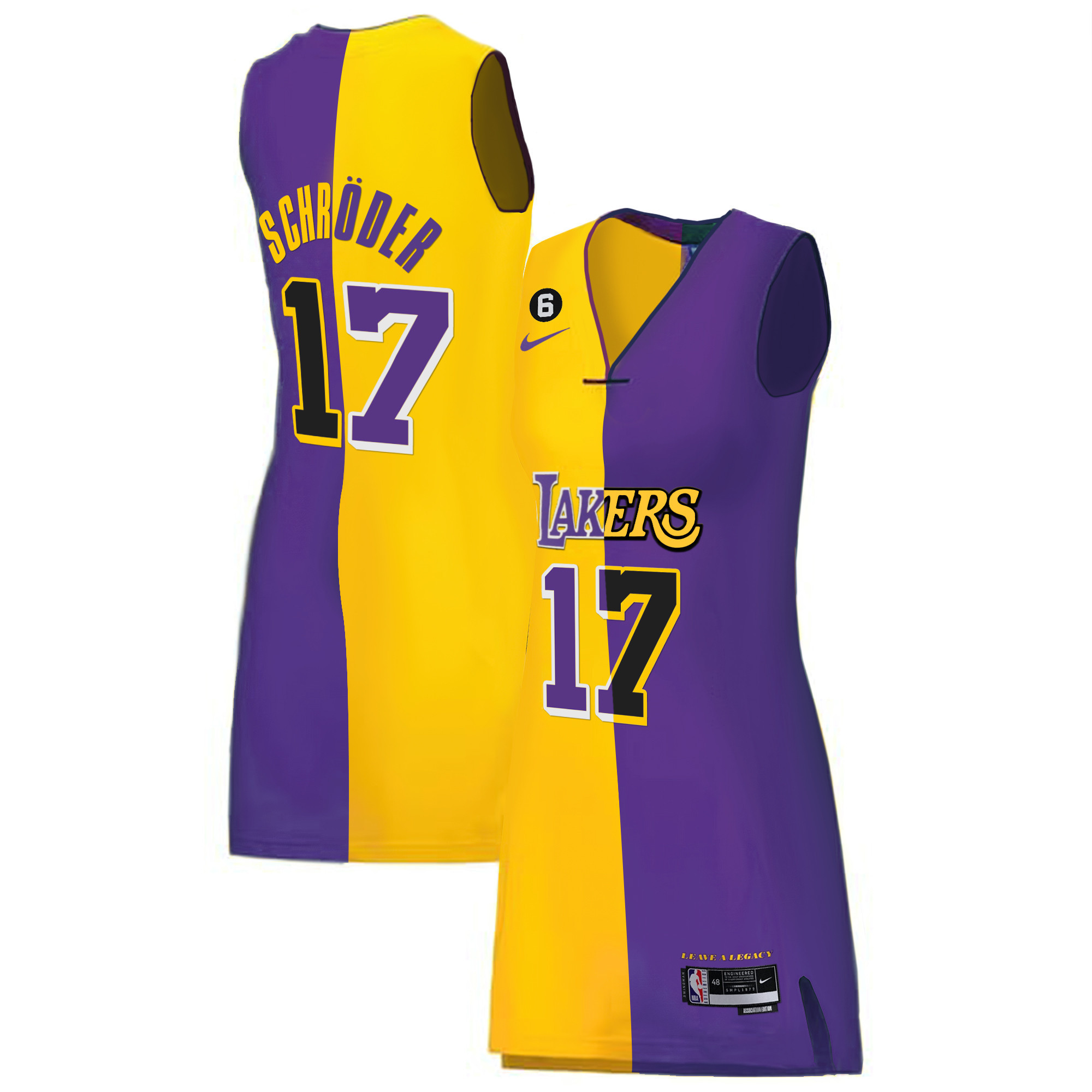 Dennis Schroder Women's Los Angeles Lakers Gold & Split Dress Split Jersey - All Stitched