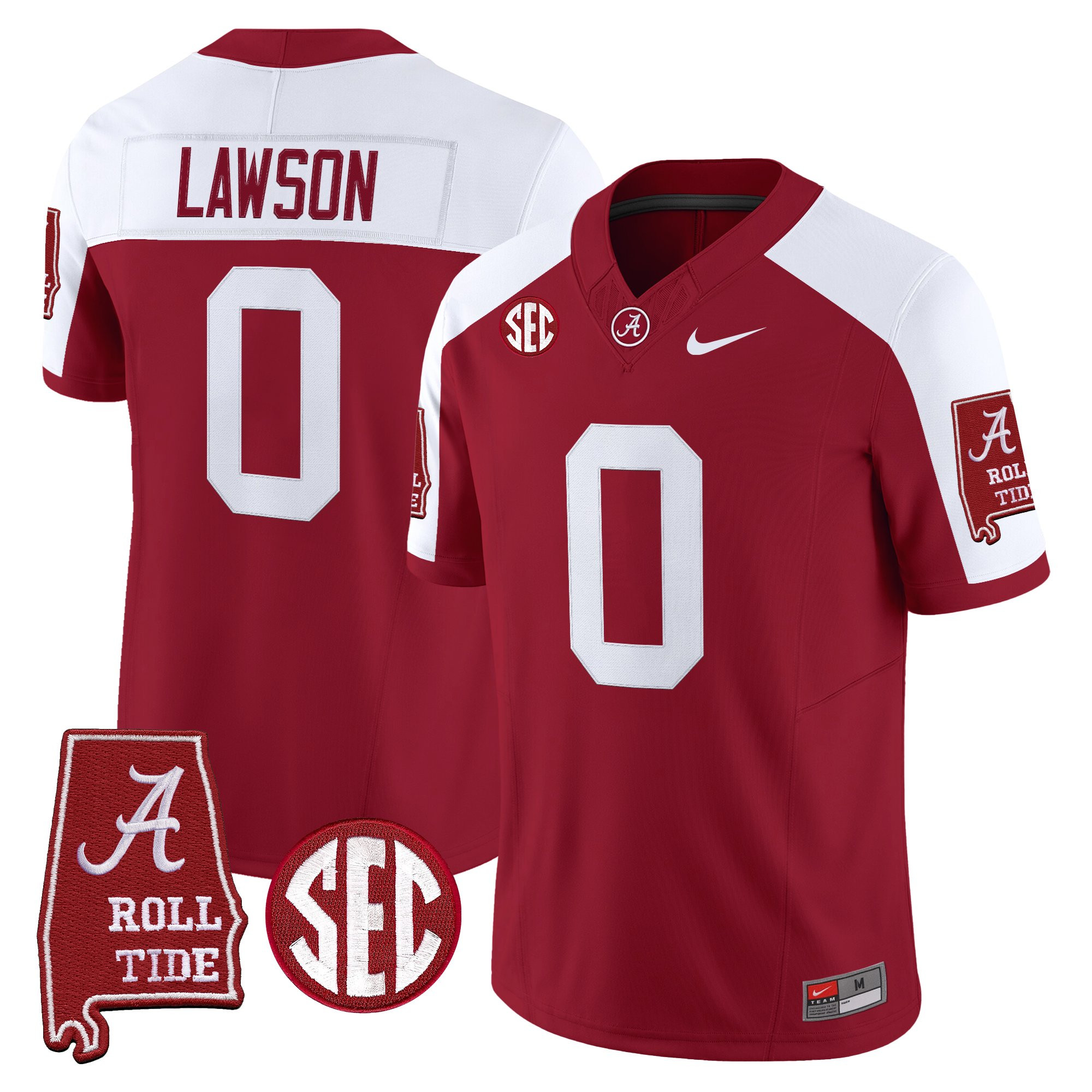 Deontae Lawson Men's Alabama Crimson Tide 2025 Vapor Limited Crimson Alternate Jersey - Alabama Map - All Stitched