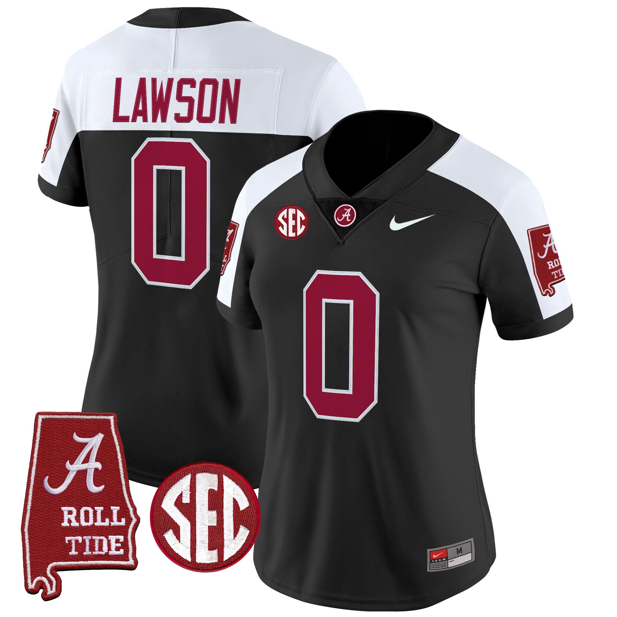 Deontae Lawson Women's Alabama Crimson Tide 2025 Vapor Limited Black Alternate Jersey - Alabama Map - All Stitched