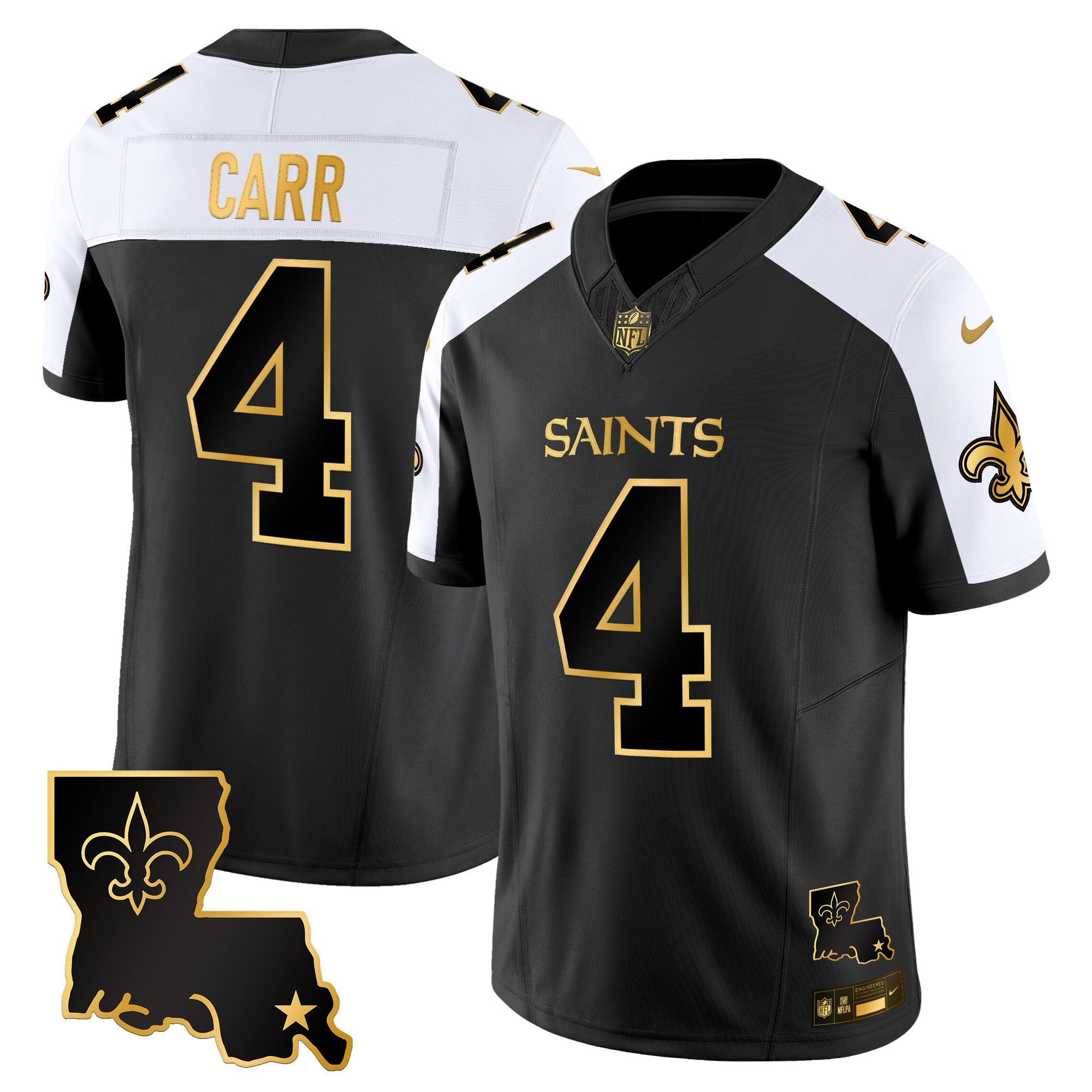 Derek Carr Men's New Orleans Saints 2025 Gold Vapor Limited Alternate Jersey - All Stitched