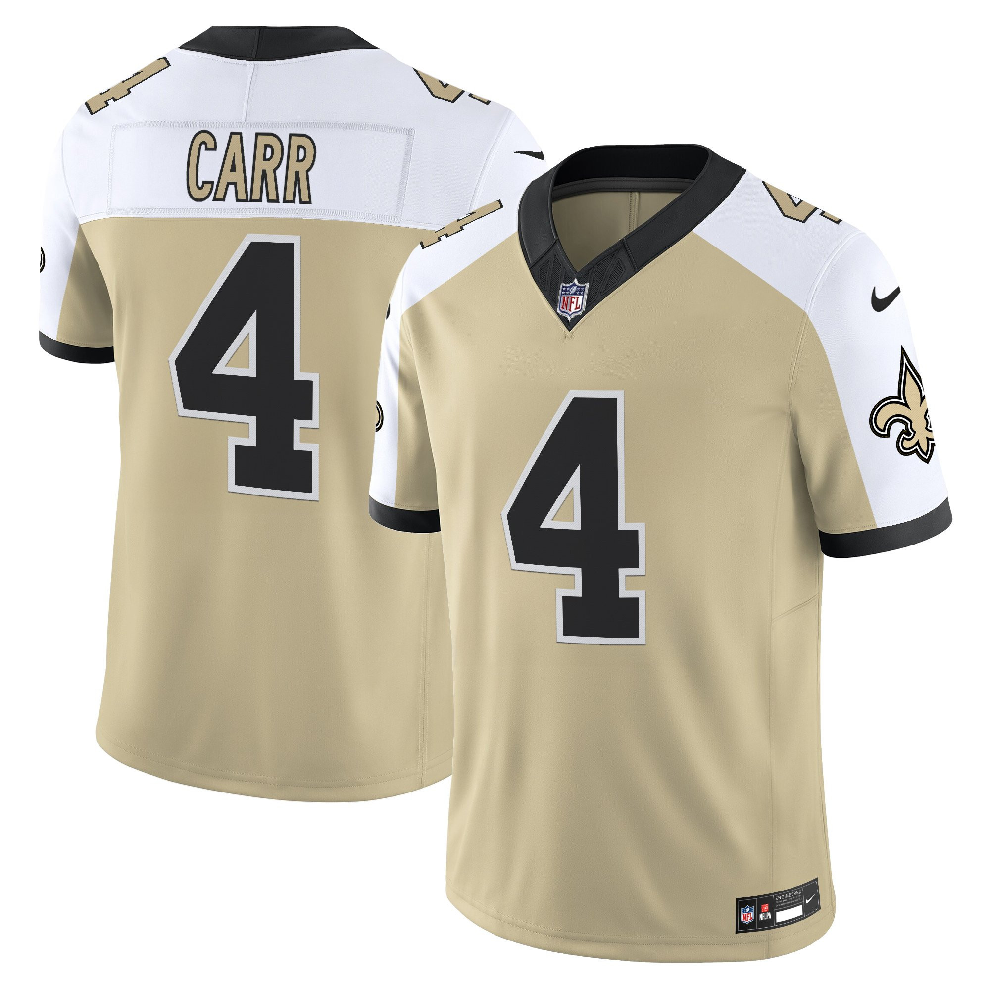 Derek Carr Men's New Orleans Saints Gameday Golds Edition Vapor Gold Alternate Jersey - All Stitched