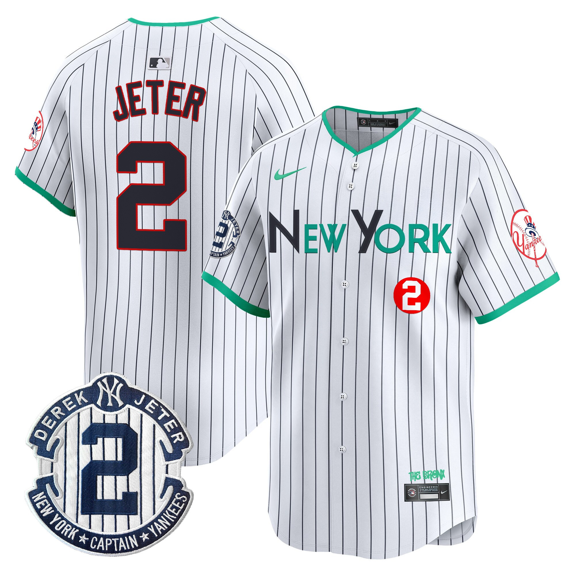 Derek Jeter Men's New York Yankees City Connect Vapor Premier Limited Pinstripe Jersey - All Stitched