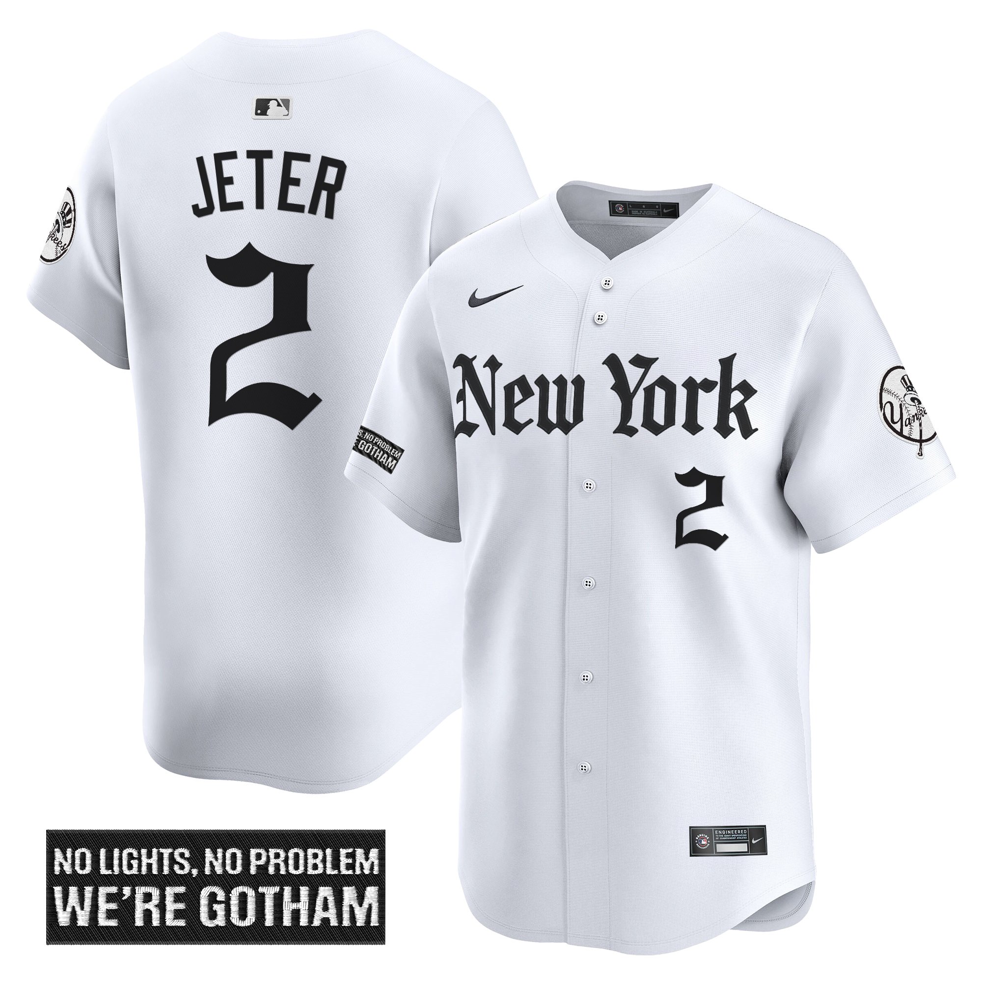 Derek Jeter Men's New York Yankees Gothic Legacy Edition Vapor Premier Limited White Jersey - All Stitched