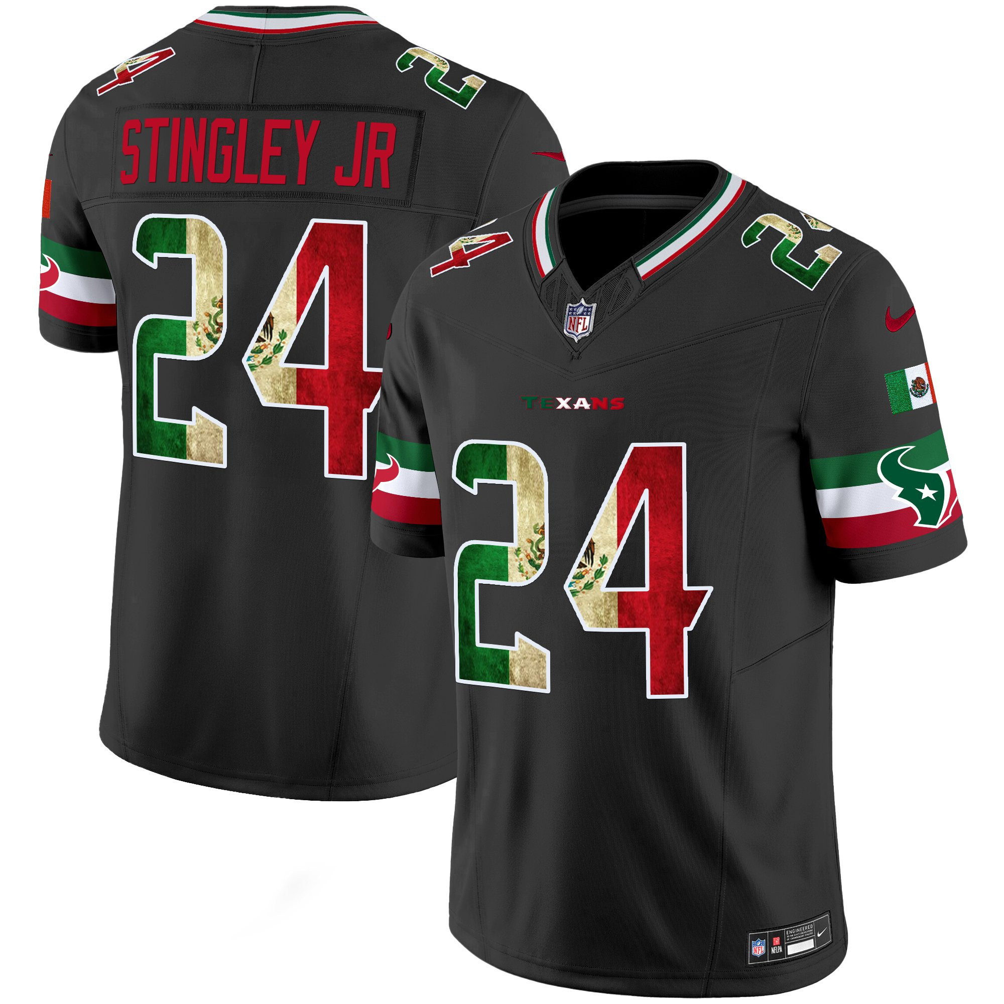 Derek Stingley Jr. Men's Houston Texans 2025 Mexico Vapor Limited Black Jersey - All Stitched