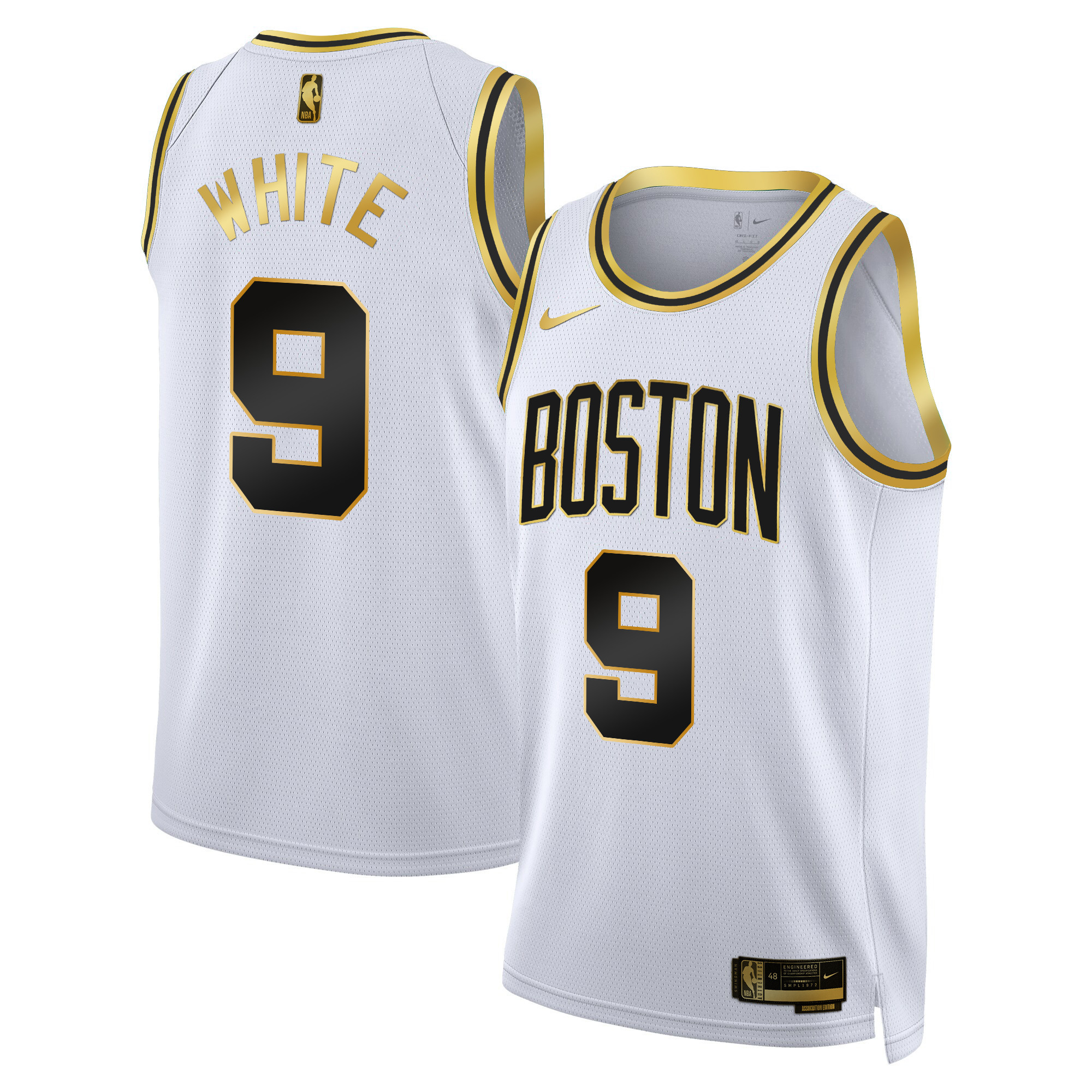 Derrick White Men's Boston Celtics 2024 Swingman White Gold Jersey - All Stitched