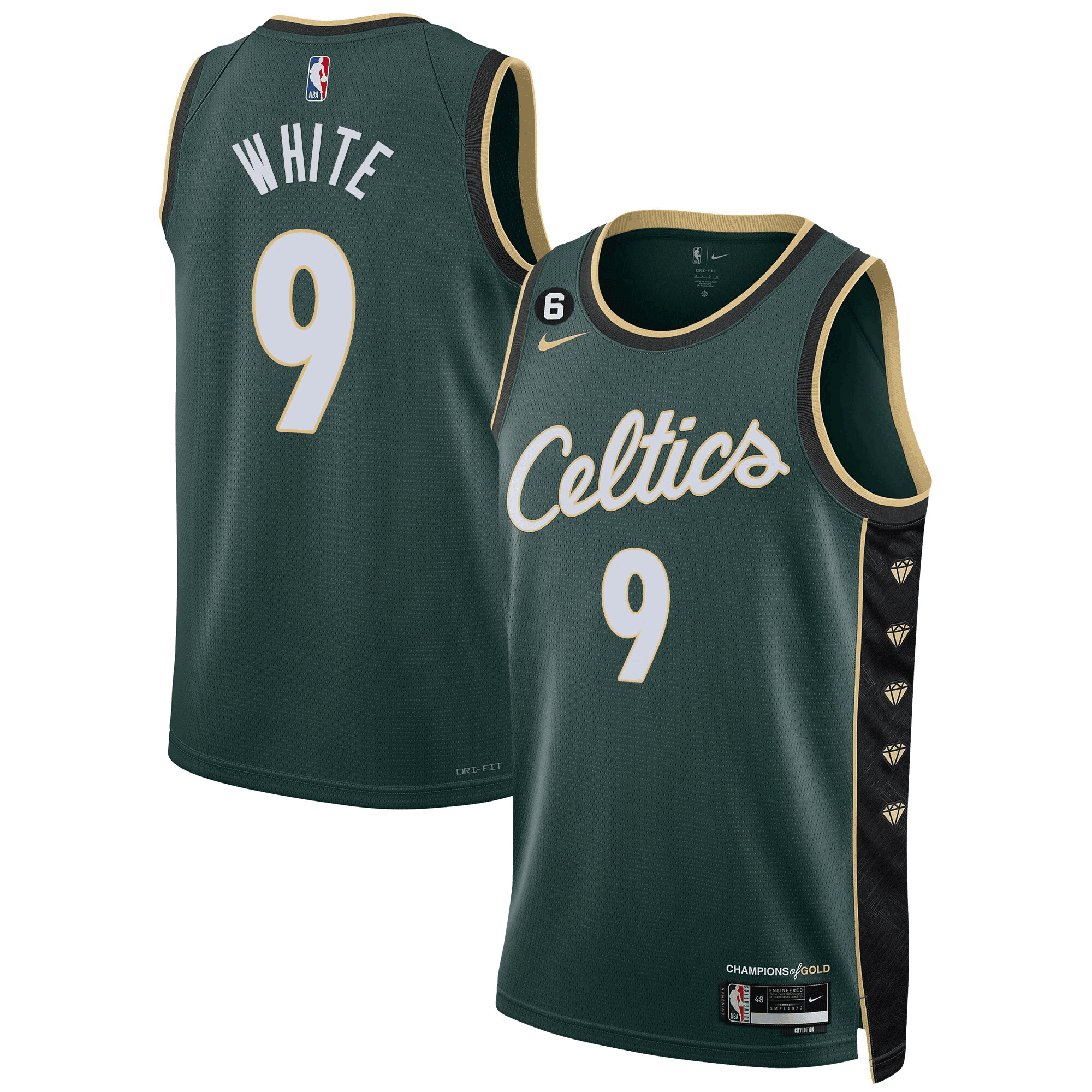 Derrick White Men's Boston Celtics Bill Russell Patch Collection City Jersey - All Stitched