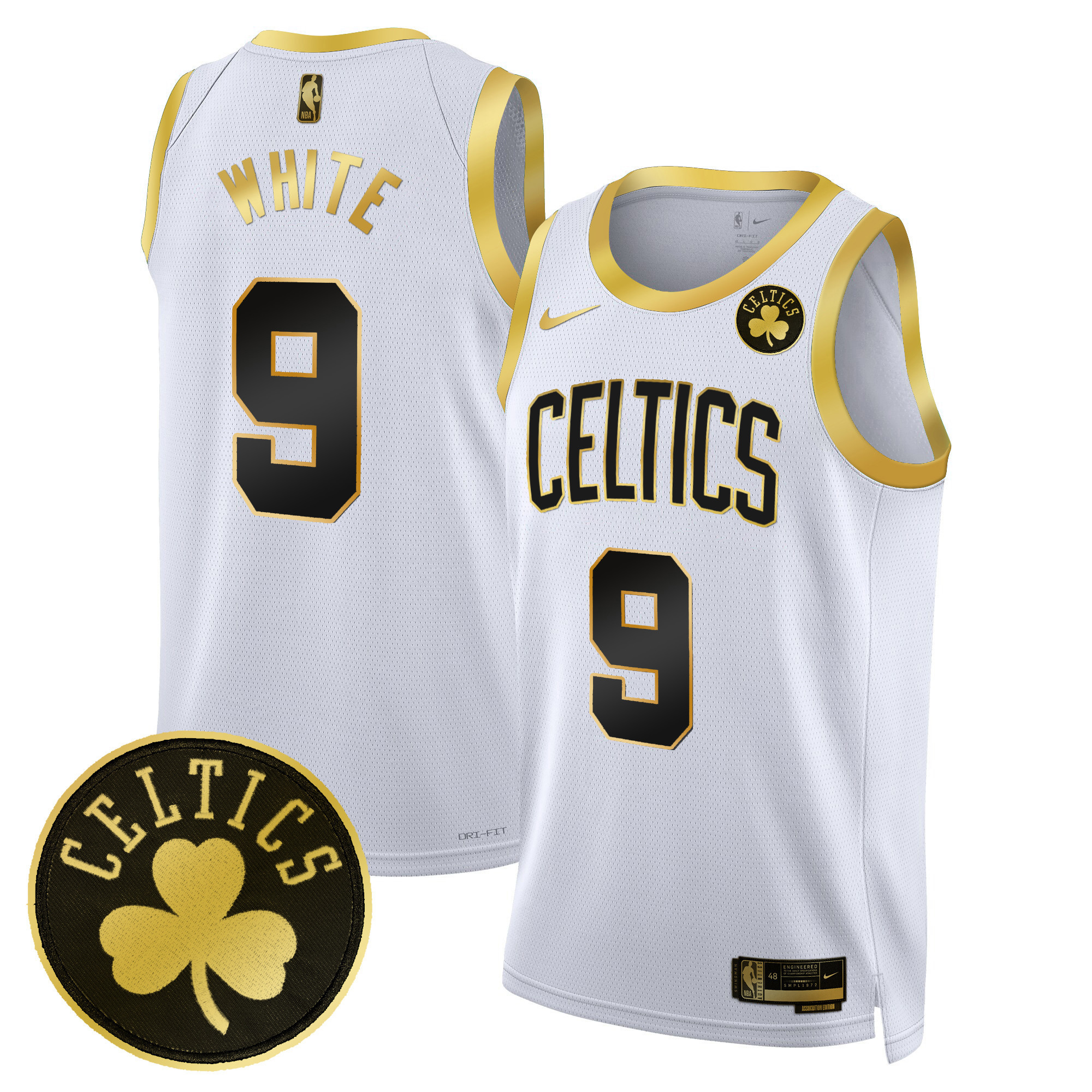 Derrick White Men's Boston Celtics Swingman White Gold Jersey - All Stitched