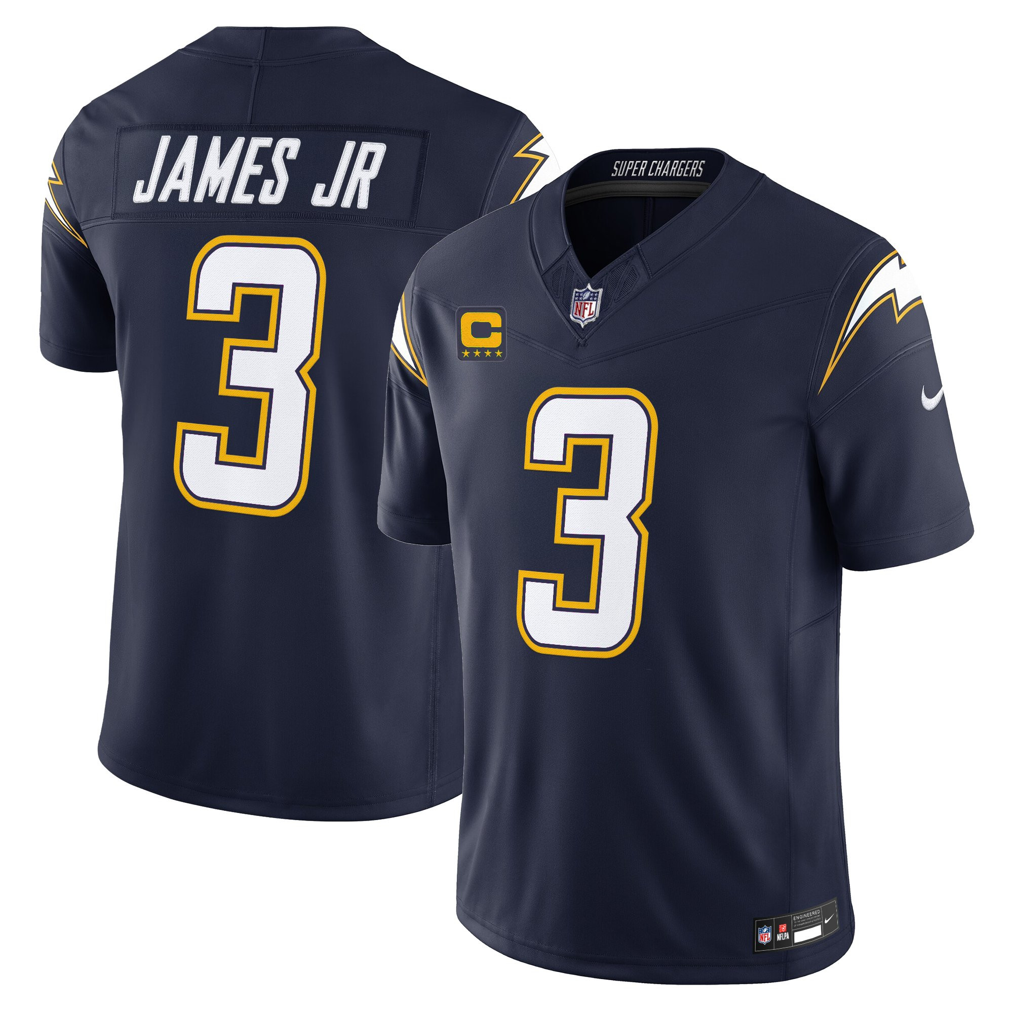 Derwin James Jr. Men's Los Angeles Chargers 2025 Alternate Charger Power Vapor Limited Navy Jersey - All Stitched