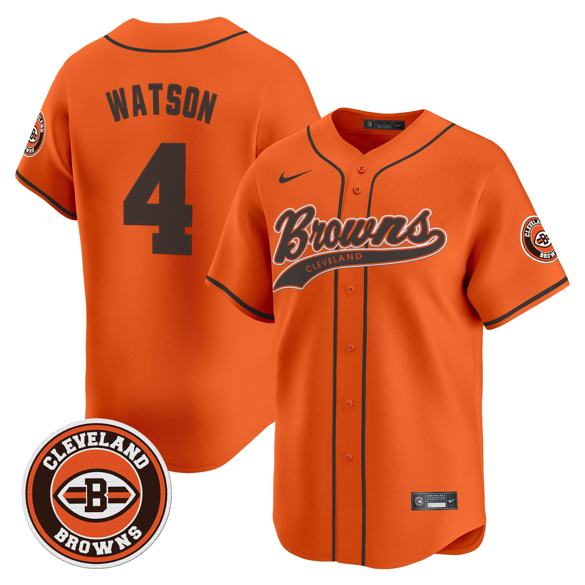 Deshaun Watson Men's Cleveland Browns 2025 Vapor Premier Limited Orange Jersey - All Stitched