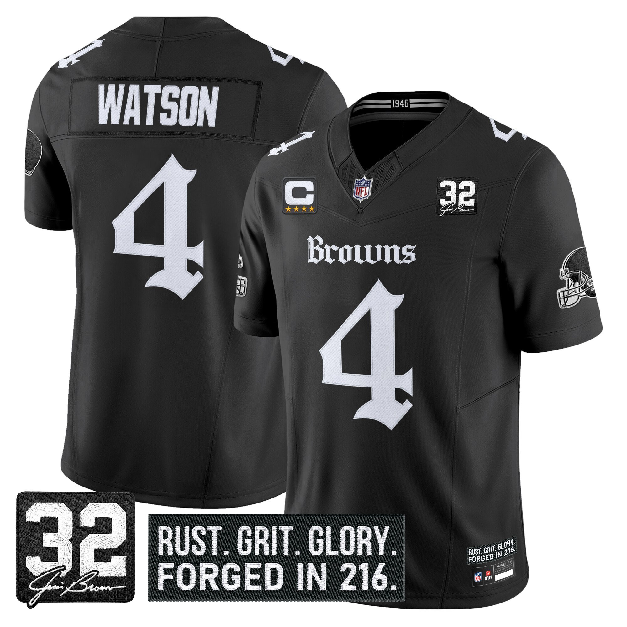Deshaun Watson Men's Cleveland Browns Gothic Dawg Shadows Drop Vapor Limited Black Jersey - All Stitched