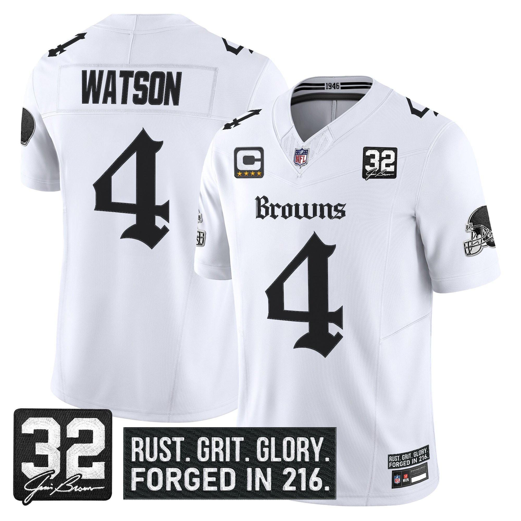 Deshaun Watson Men's Cleveland Browns Gothic Dawg Shadows Drop Vapor Limited White Jersey - All Stitched