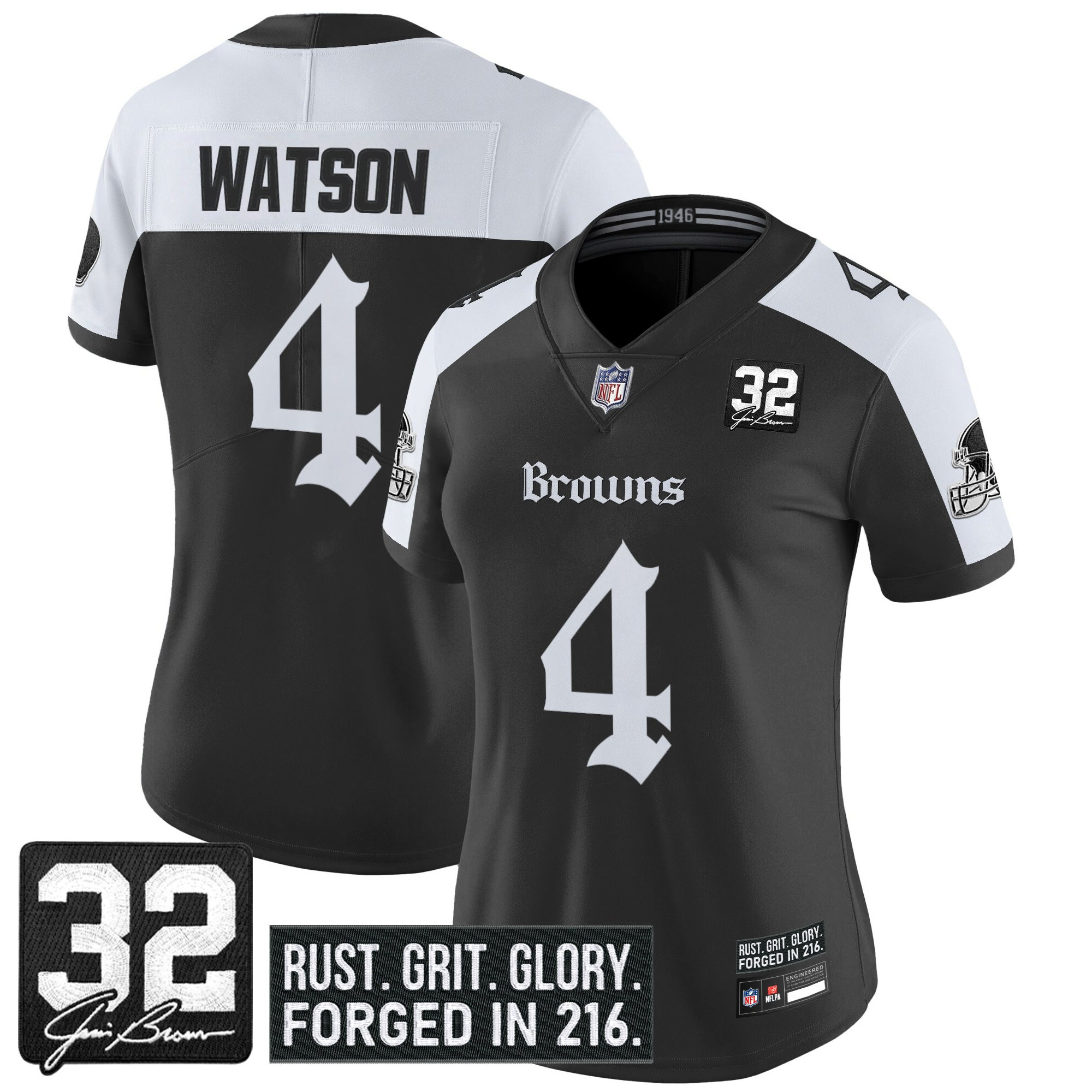 Deshaun Watson Women's Cleveland Browns Gothic Dawg Shadows Drop Vapor Limited Alternate Jersey - All Stitched