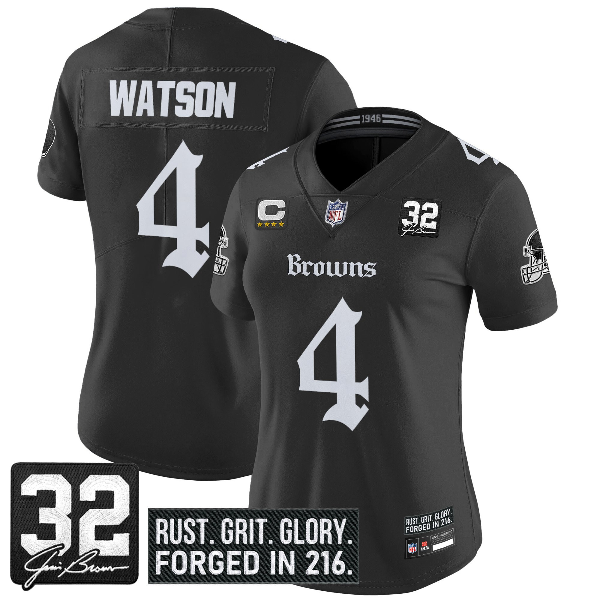 Deshaun Watson Women's Cleveland Browns Gothic Dawg Shadows Drop Vapor Limited Black Jersey - All Stitched