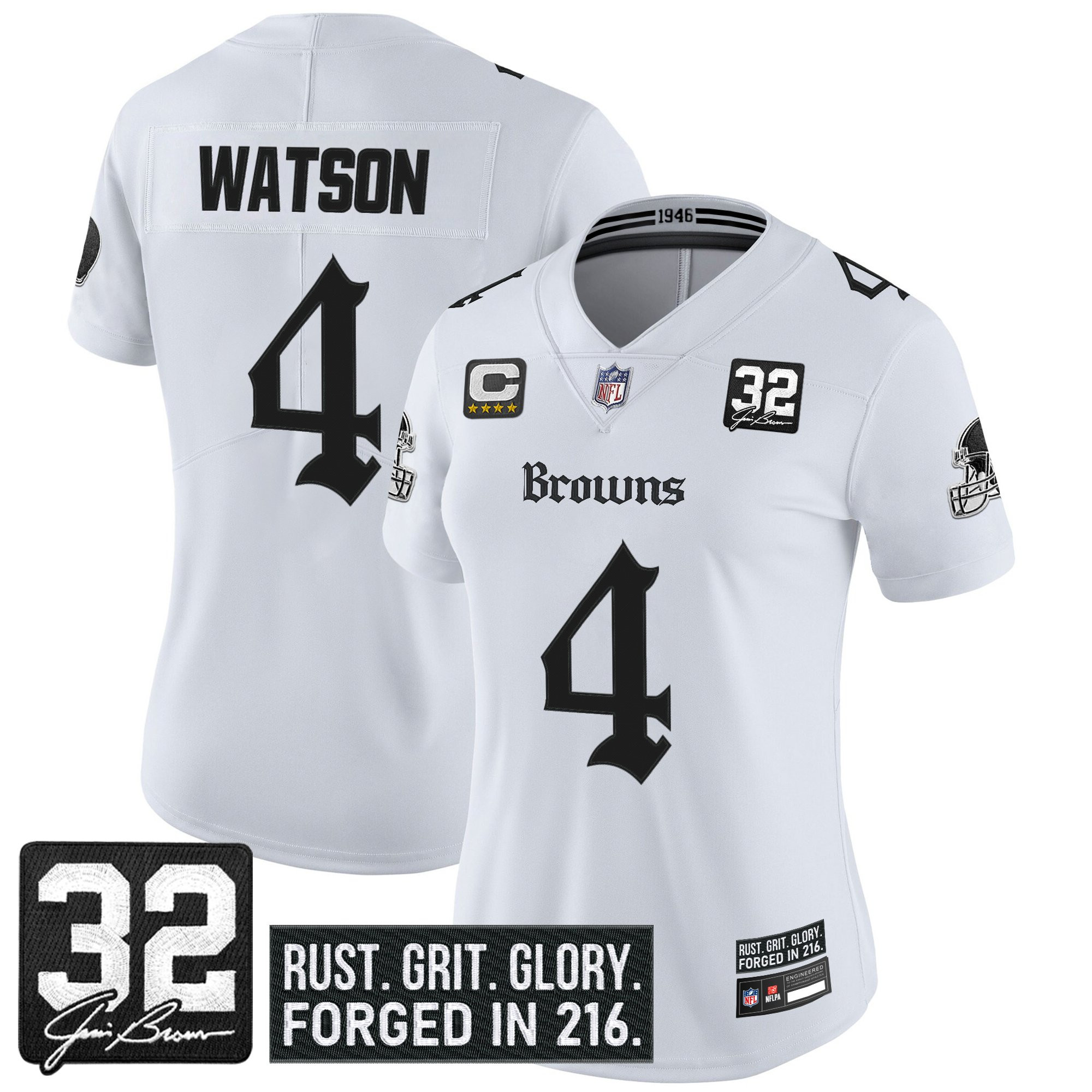 Deshaun Watson Women's Cleveland Browns Gothic Dawg Shadows Drop Vapor Limited White Jersey - All Stitched