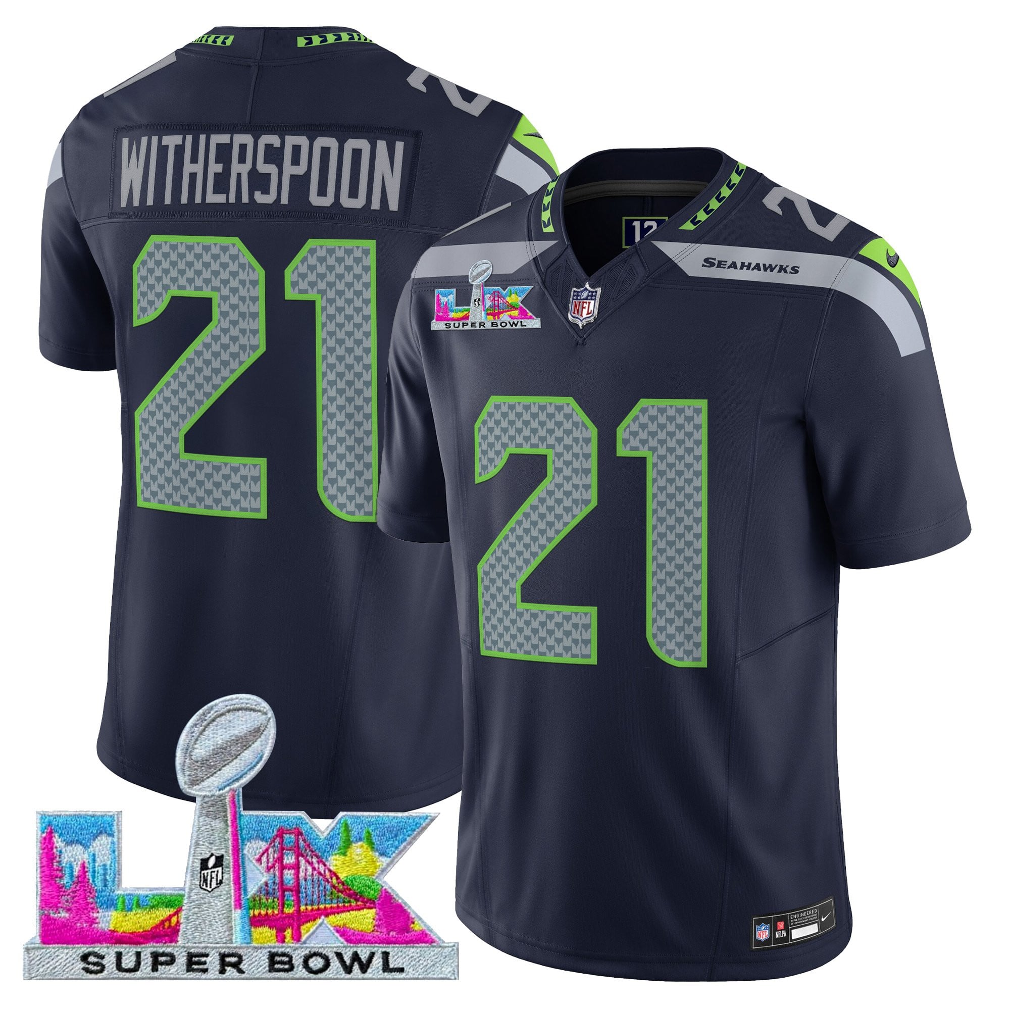 Devon Witherspoon Men's Seattle Seahawks Super Bowl LX Vapor Limited College Navy Jersey - All Stitched