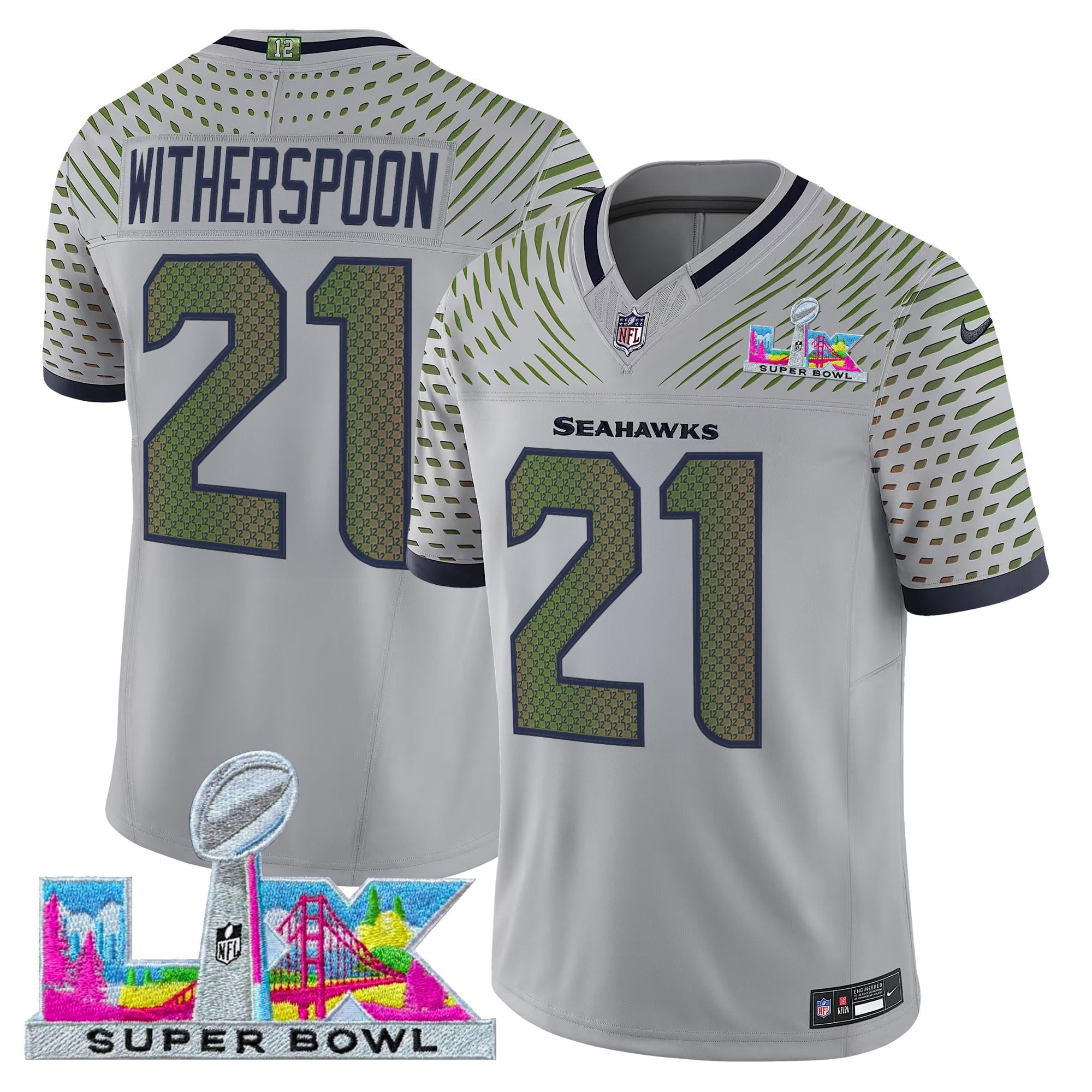 Devon Witherspoon Men's Seattle Seahawks Super Bowl LX Vapor Limited Wolf Gray Jersey - All Stitched