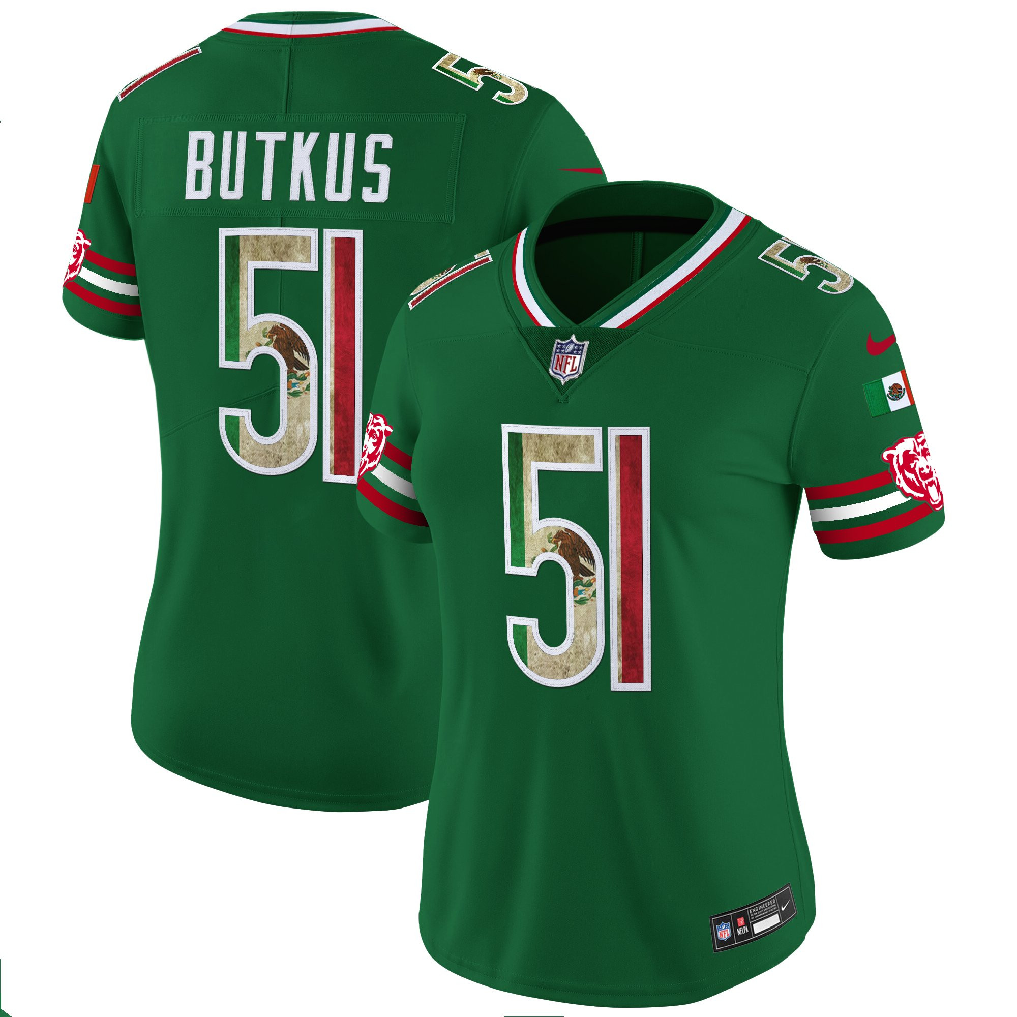Dick Butkus Women's Chicago Bears Mexico Vapor Limited Green Jersey - All Stitched