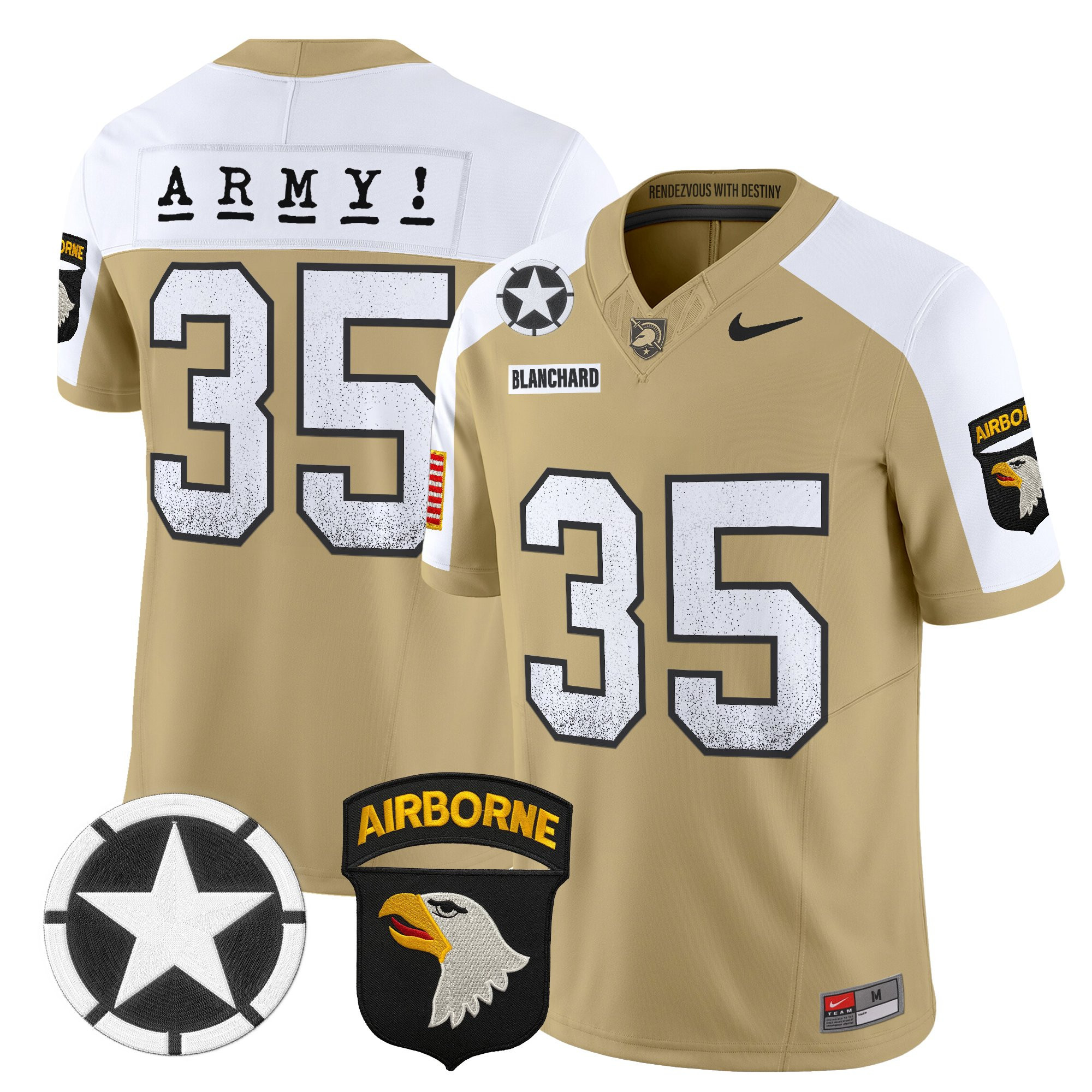 Doc Blanchard Men's Army Black Knights 2025 Screaming Eagles Vapor Limited Tan Alternate Jersey - All Stitched