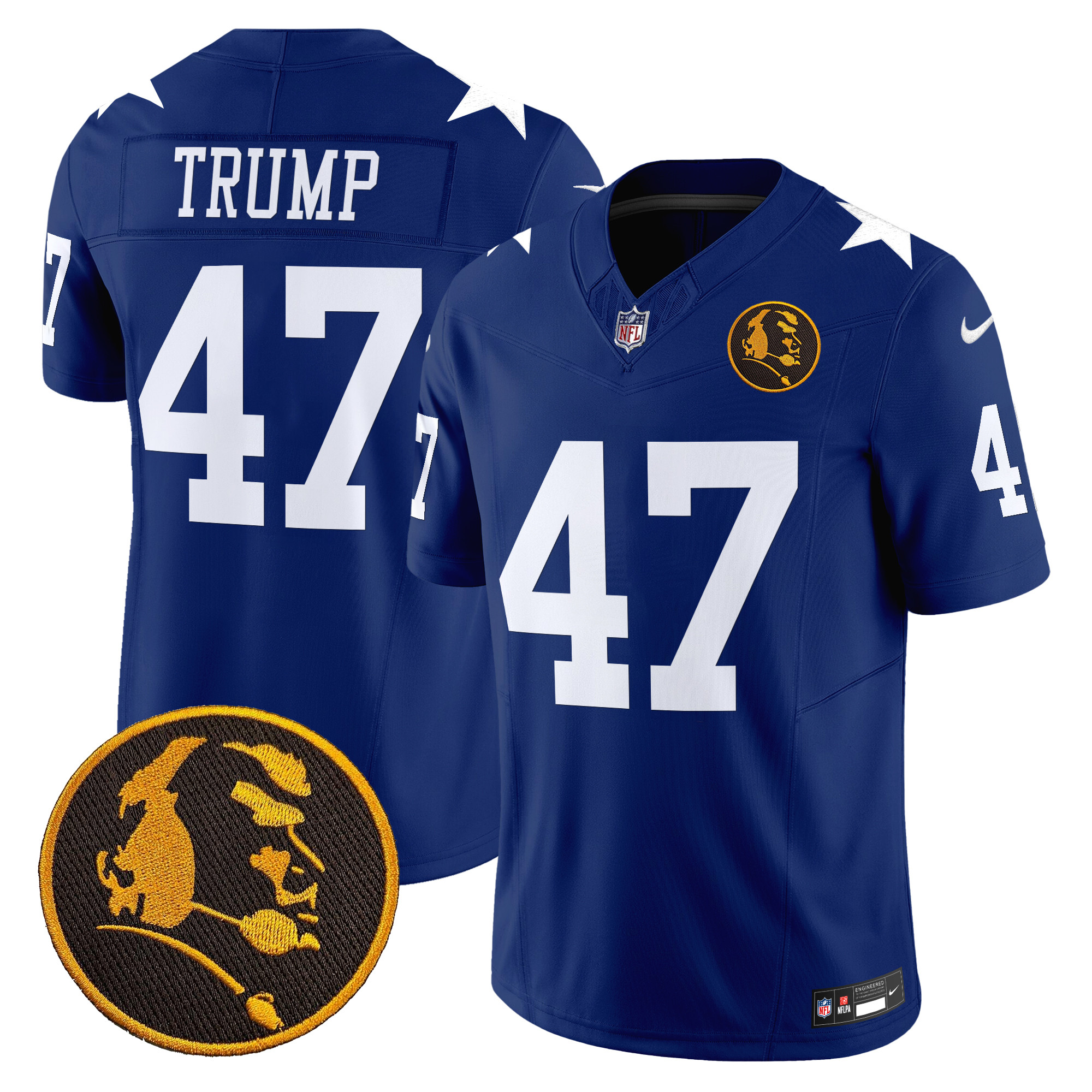 Donald Trump Men's Dallas Cowboys Texas & John Madden Patch Vapor Limited Royal Jersey V2 - All Stitched