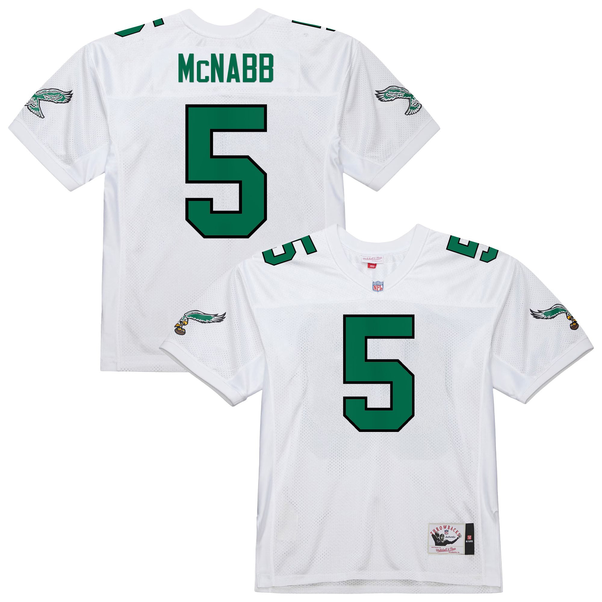 Donovan McNabb Men's Philadelphia Eagles Throwback Player Kelly White Jersey - All Stitched