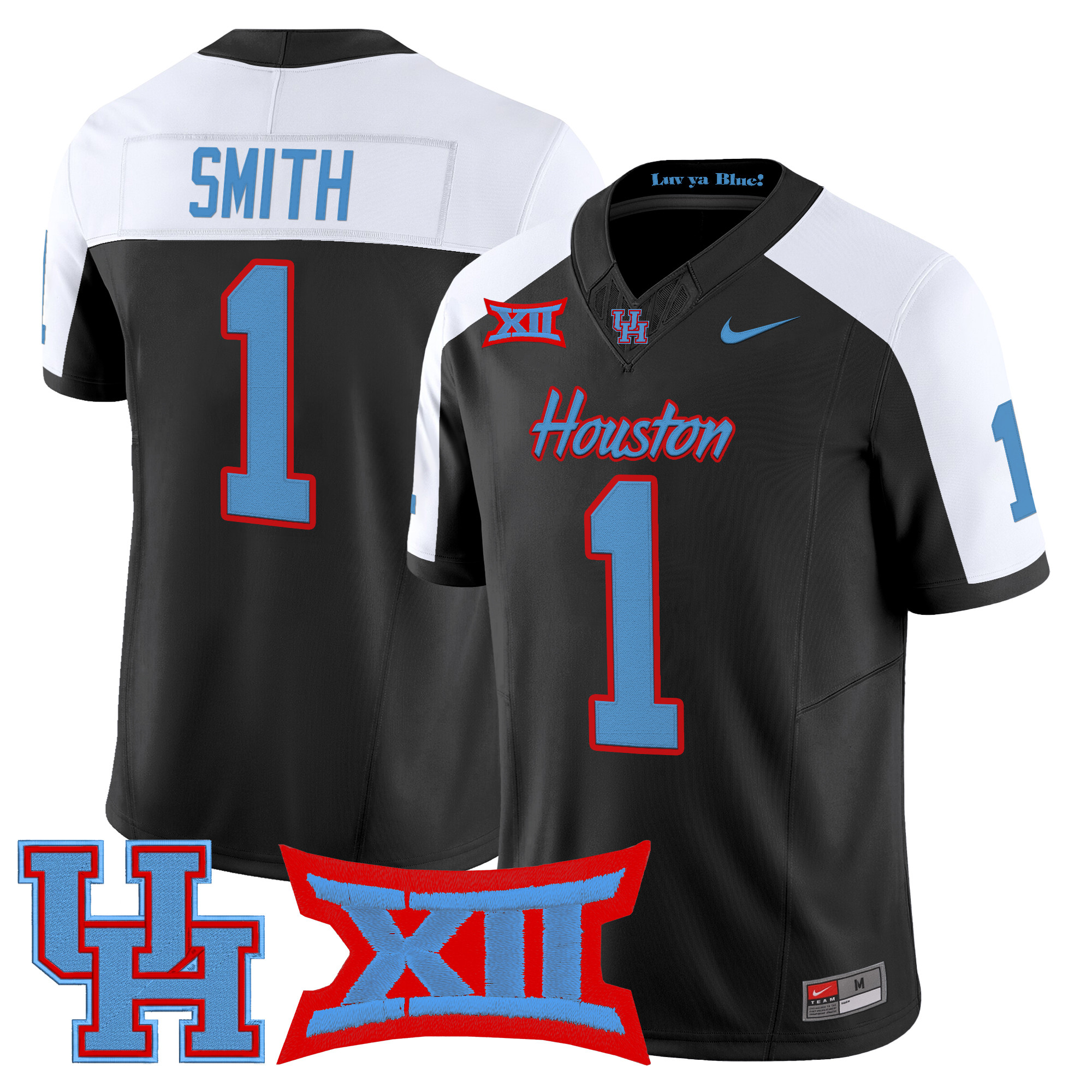 Donovan Smith Men's Houston Cougars 2025 Vapor Limited Black Alternate Jersey - All Stitched