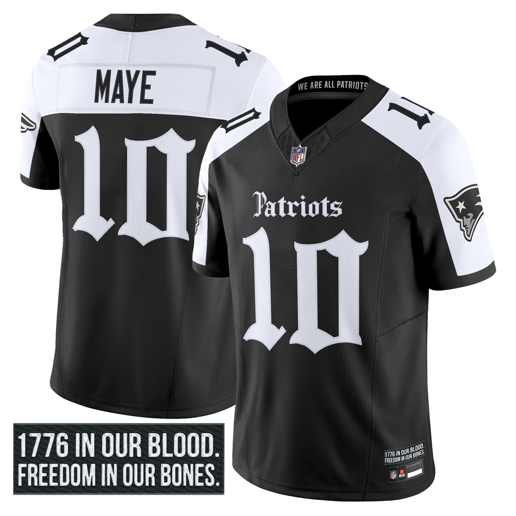 Drake Maye Men's New England Patriots Gothic Revolution Edition Vapor Limited Alternate Jersey - All Stitched