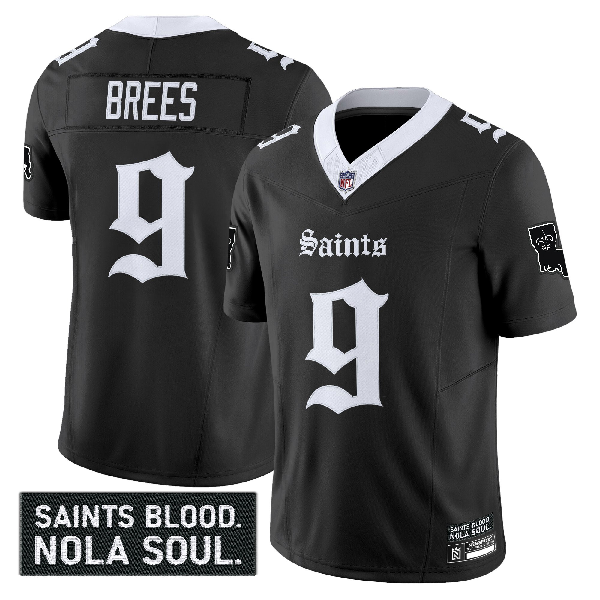 Drew Brees Men's New Orleans Saints Gothic Vieux CarrÃƒÆ’Ã‚Â© Edition Vapor Black Jersey - All Stitched