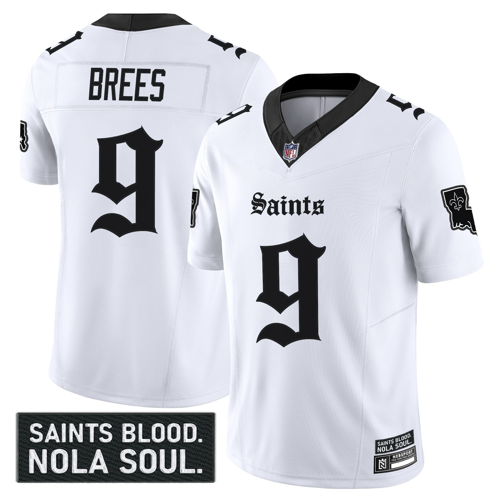 Drew Brees Men's New Orleans Saints Gothic Vieux CarrÃƒÆ’Ã‚Â© Edition Vapor White Jersey - All Stitched