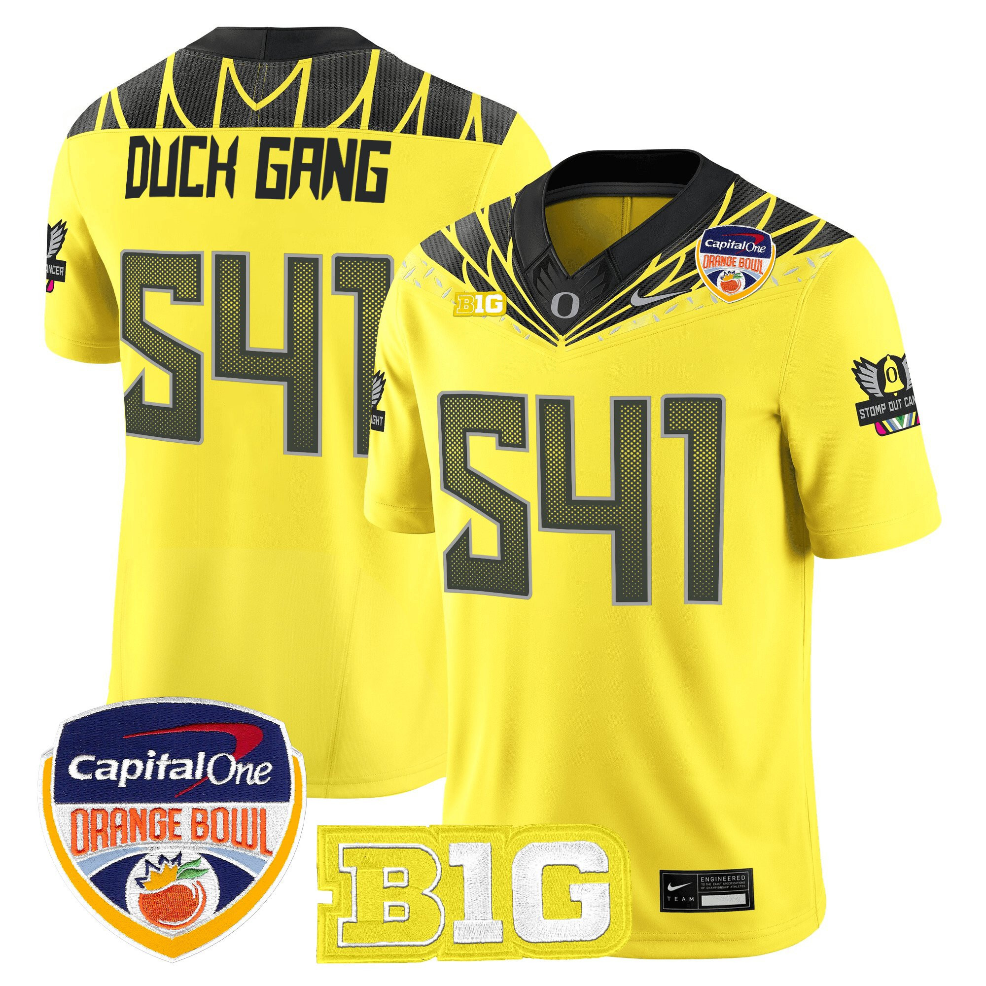 Duck Gang 541 Men's Oregon Ducks 2026 Orange Bowl Vapor Limited Yellow Jersey - All Stitched