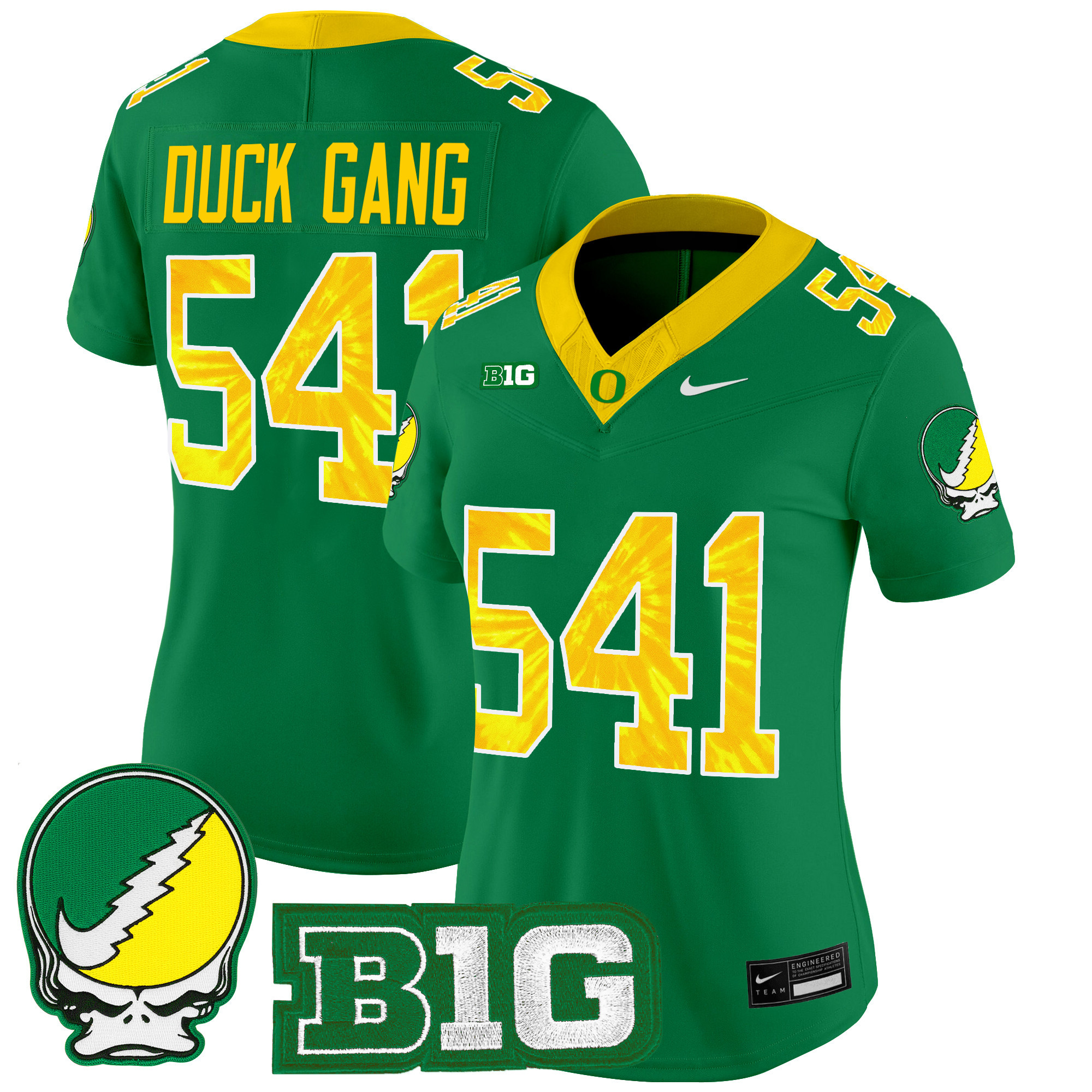 Duck Gang 541 Women's Oregon Ducks 2025 Grateful Ducks Vapor Limited Green Jersey - All Stitched