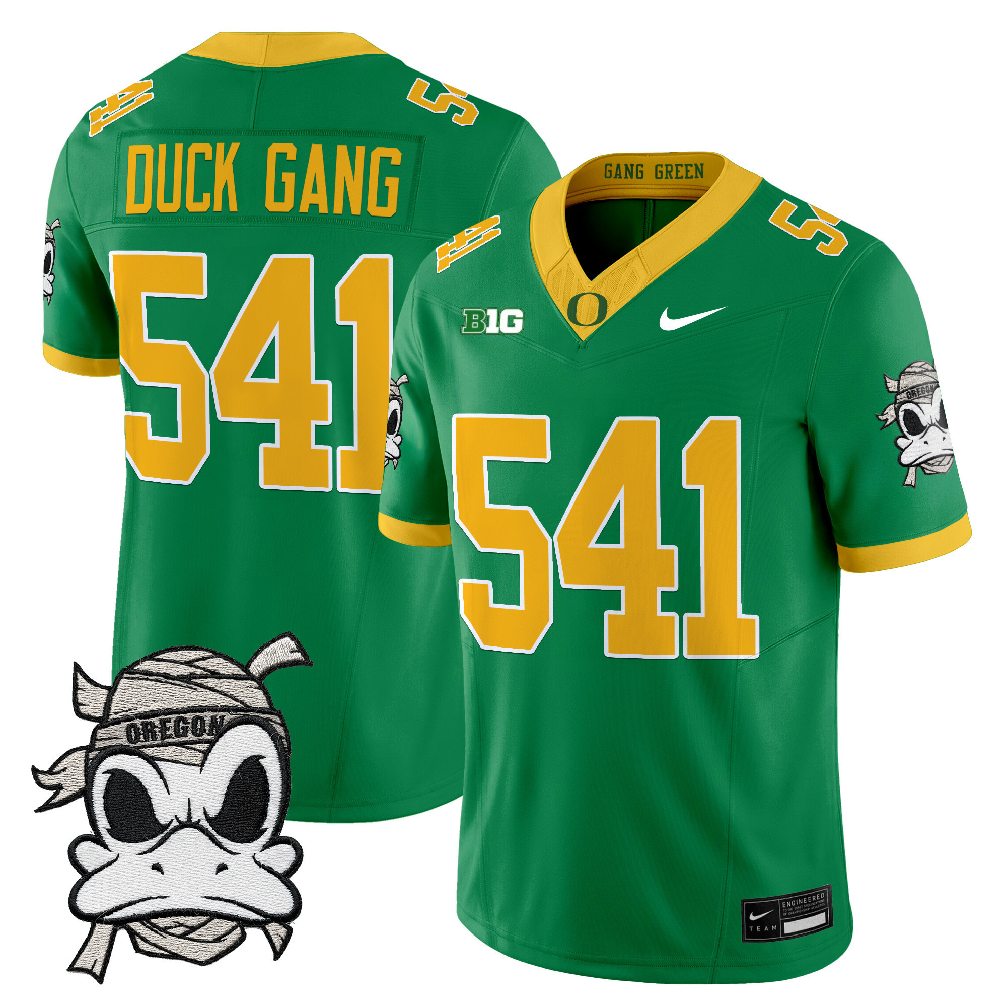 Duck Gang 541 Youth's Oregon Ducks 2025 Mummy Duck Vapor Limited Green Jersey - All Stitched