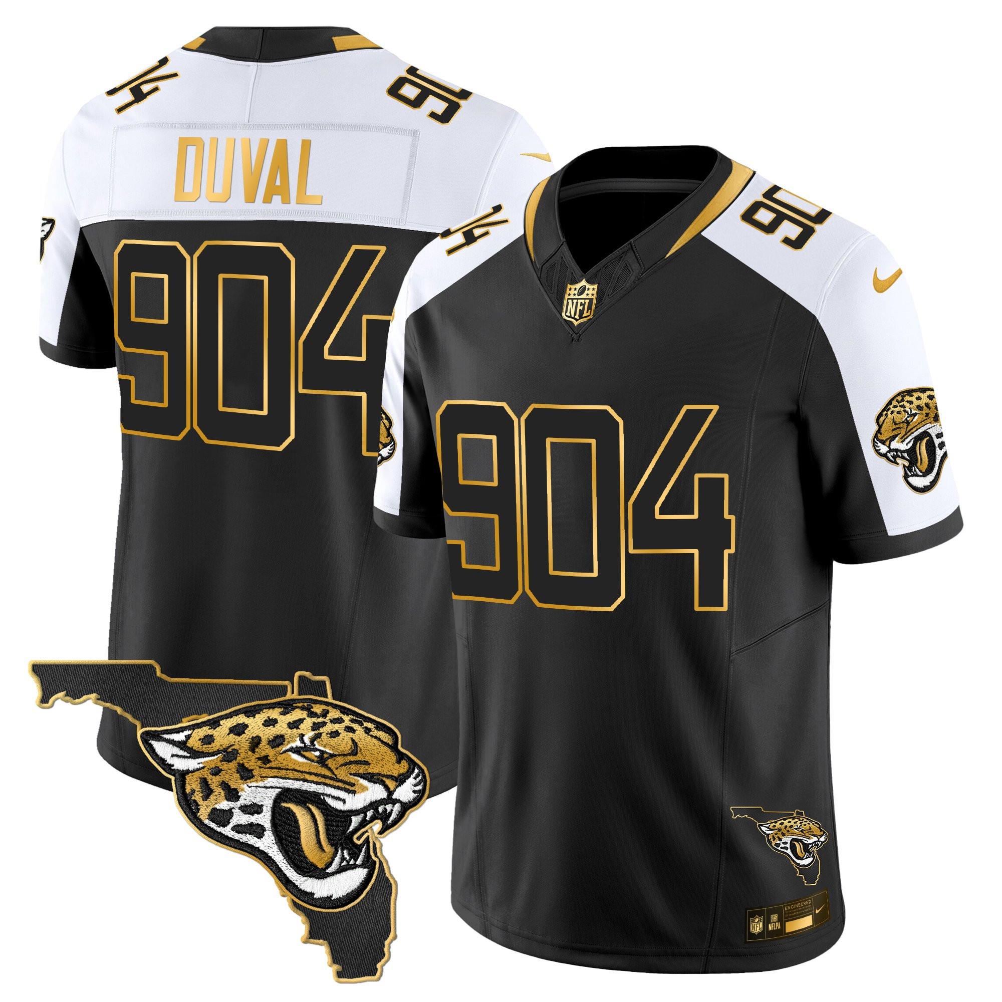 Duval 904 Men's Jacksonville Jaguars 2025 Gold Vapor Limited Black Alternate Jersey - All Stitched