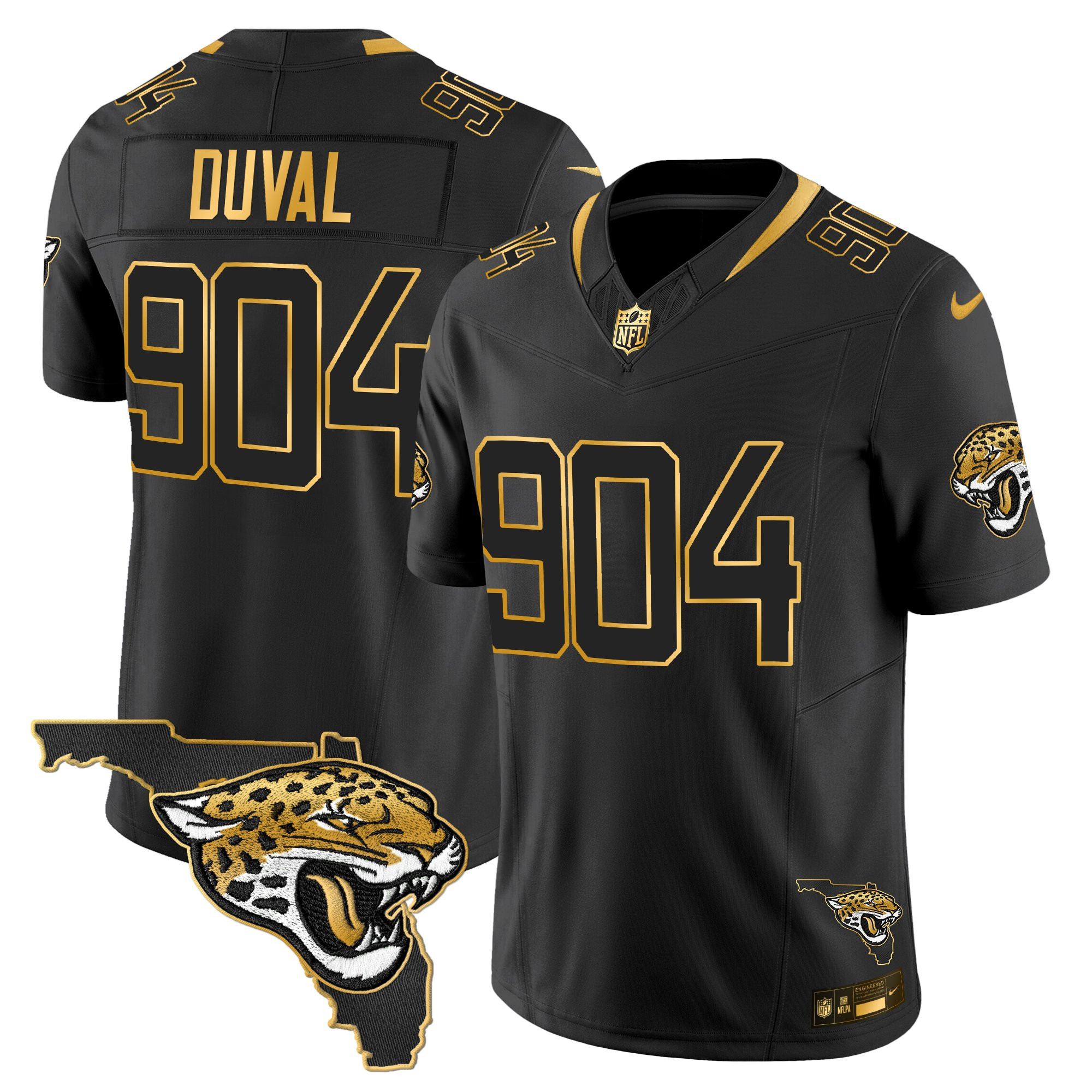 Duval 904 Men's Jacksonville Jaguars 2025 Gold Vapor Limited Black Gold Jersey - All Stitched