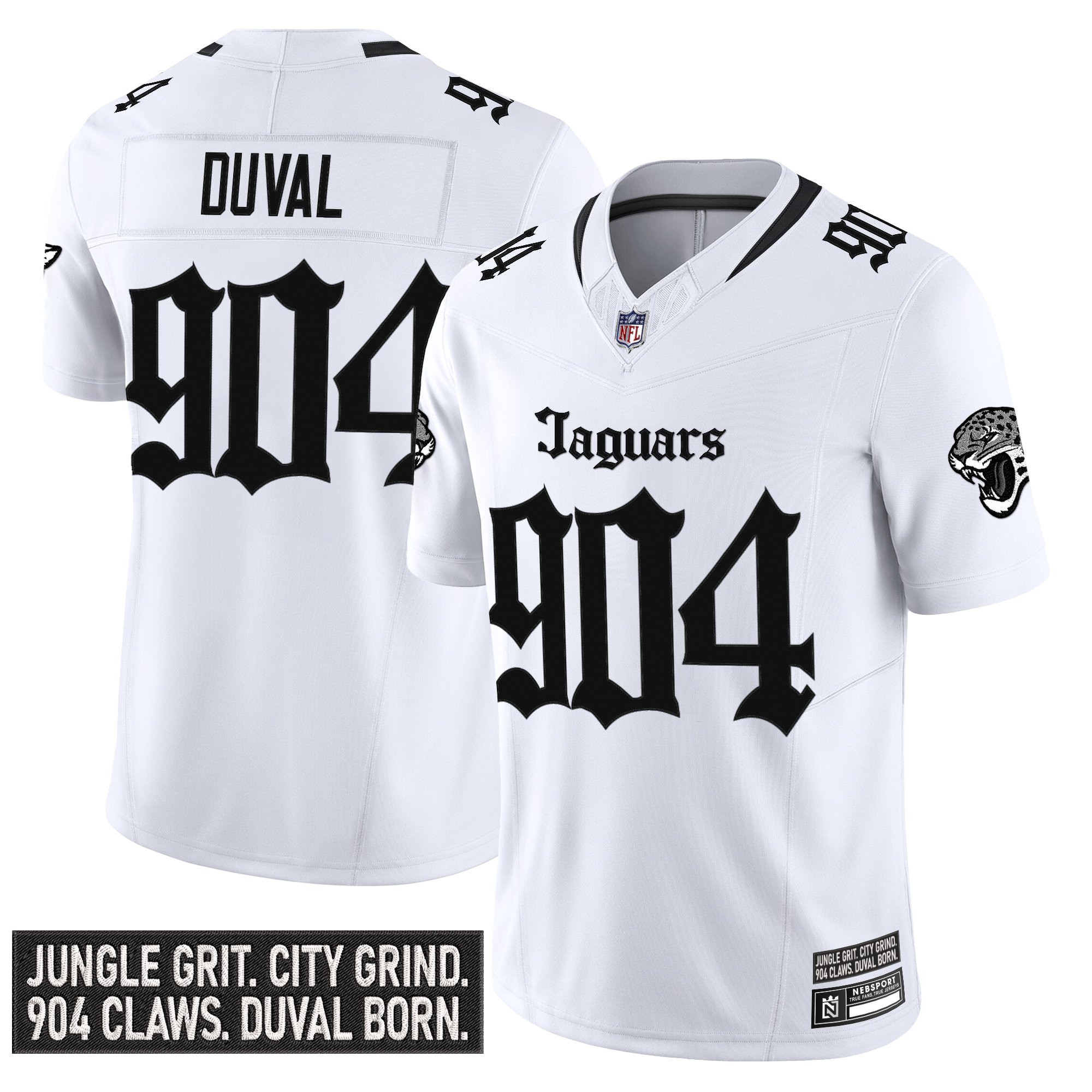 Duval 904 Men's Jacksonville Jaguars Gothic Duvall Shadows Edition Vapor White Jersey - All Stitched