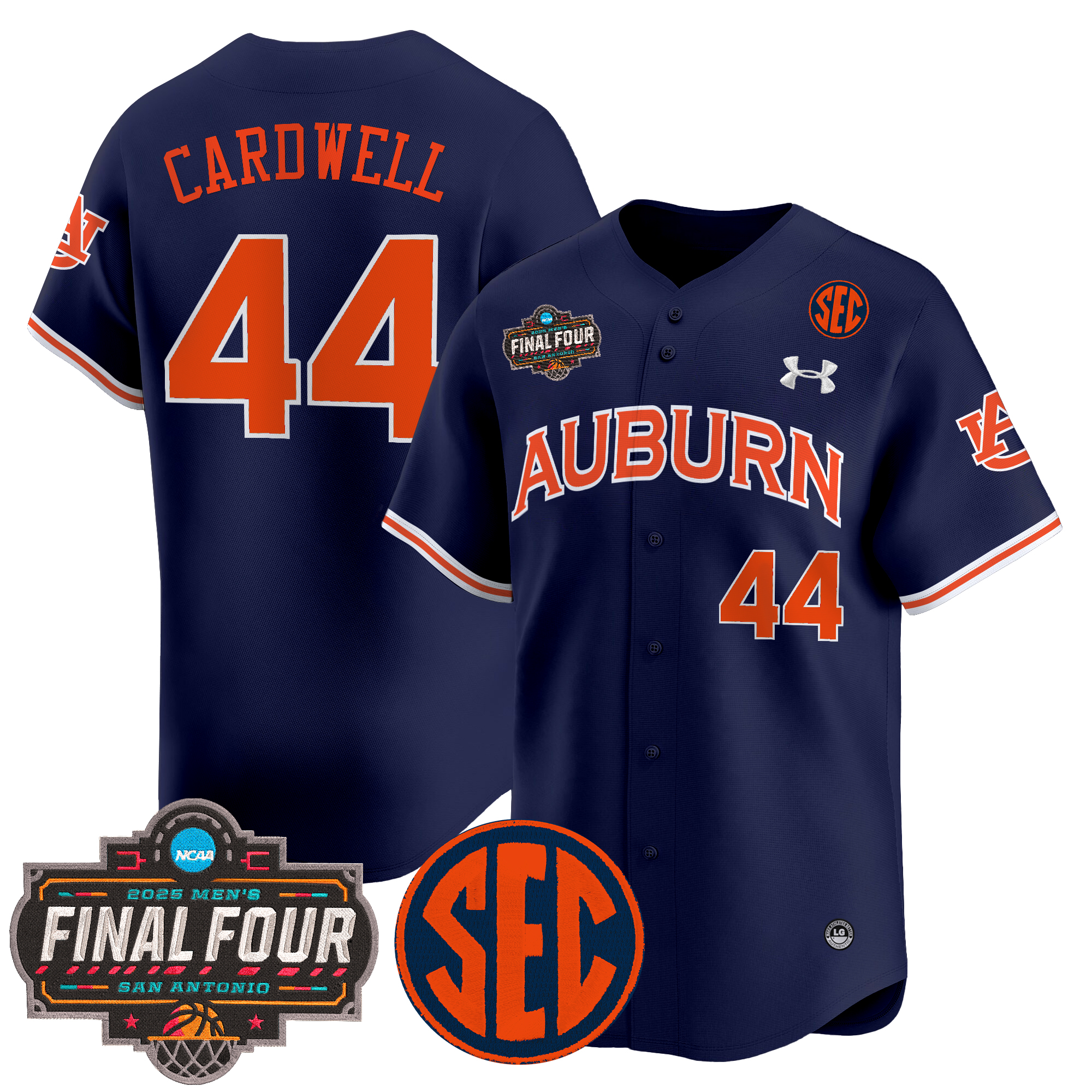 Dylan Cardwell Men's Auburn Tigers 2025 Final Four Patch Vapor Baseball Navy Jersey - All Stitched